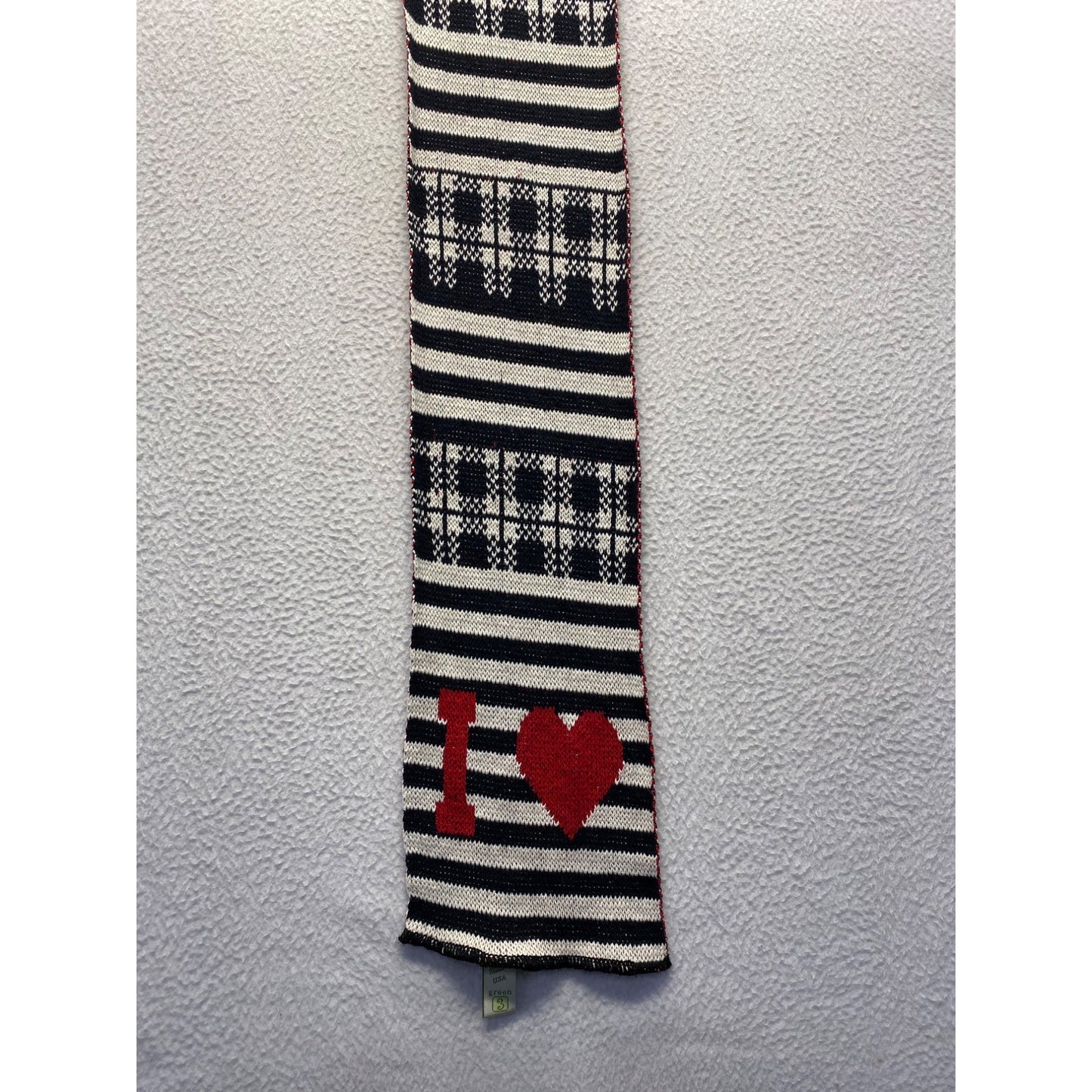 I Love WI Striped Knit Scarf 64" By Green 3 #7057