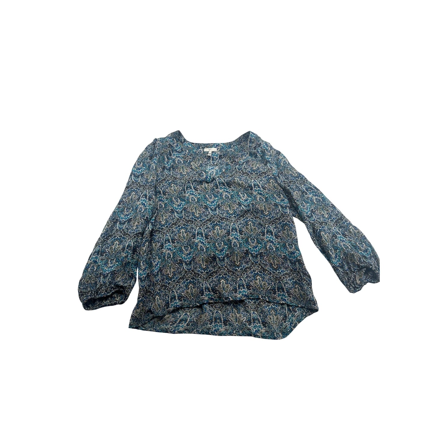 Joie Blue Paisley Print Silk Blouse Size L #6314