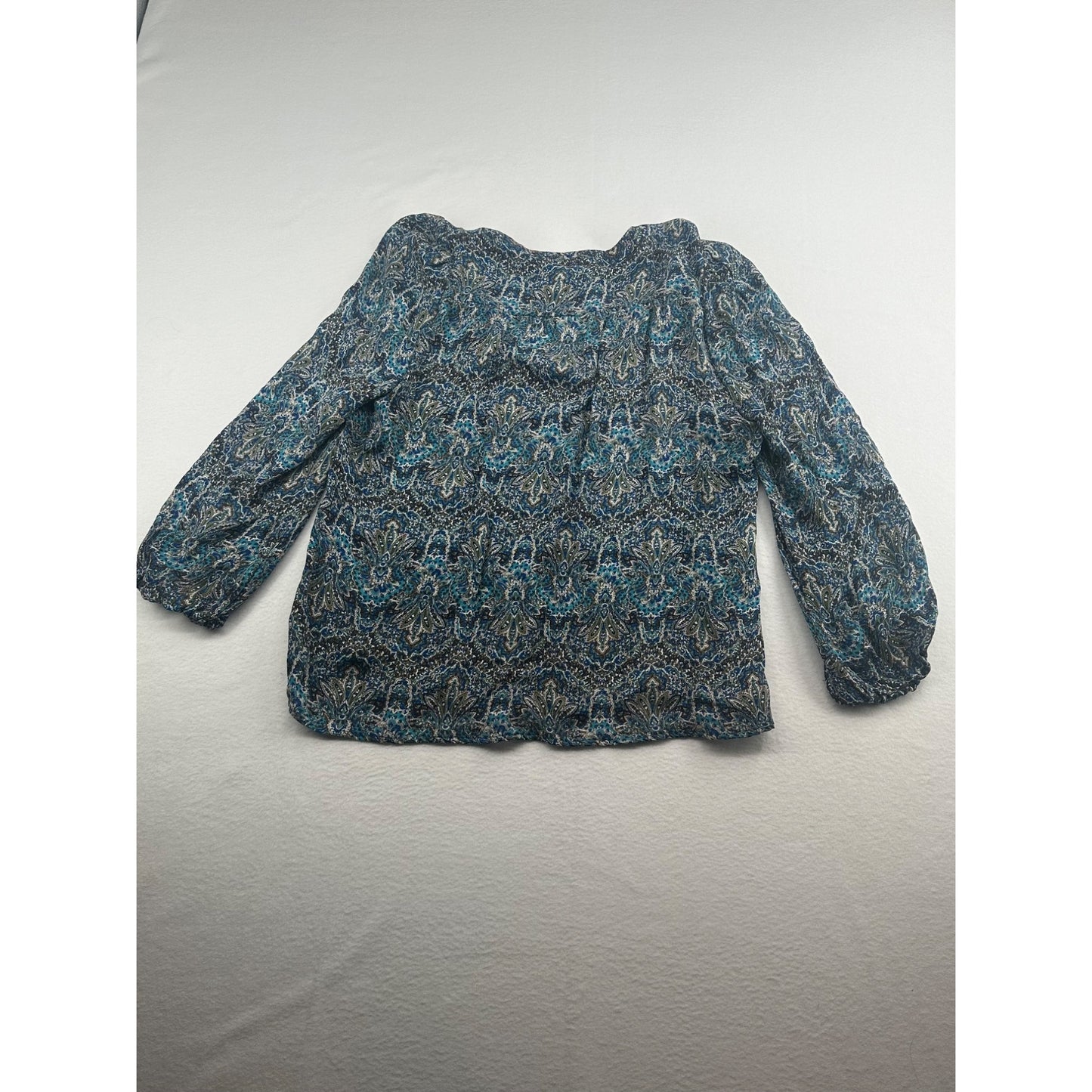 Joie Blue Paisley Print Silk Blouse Size L #6314