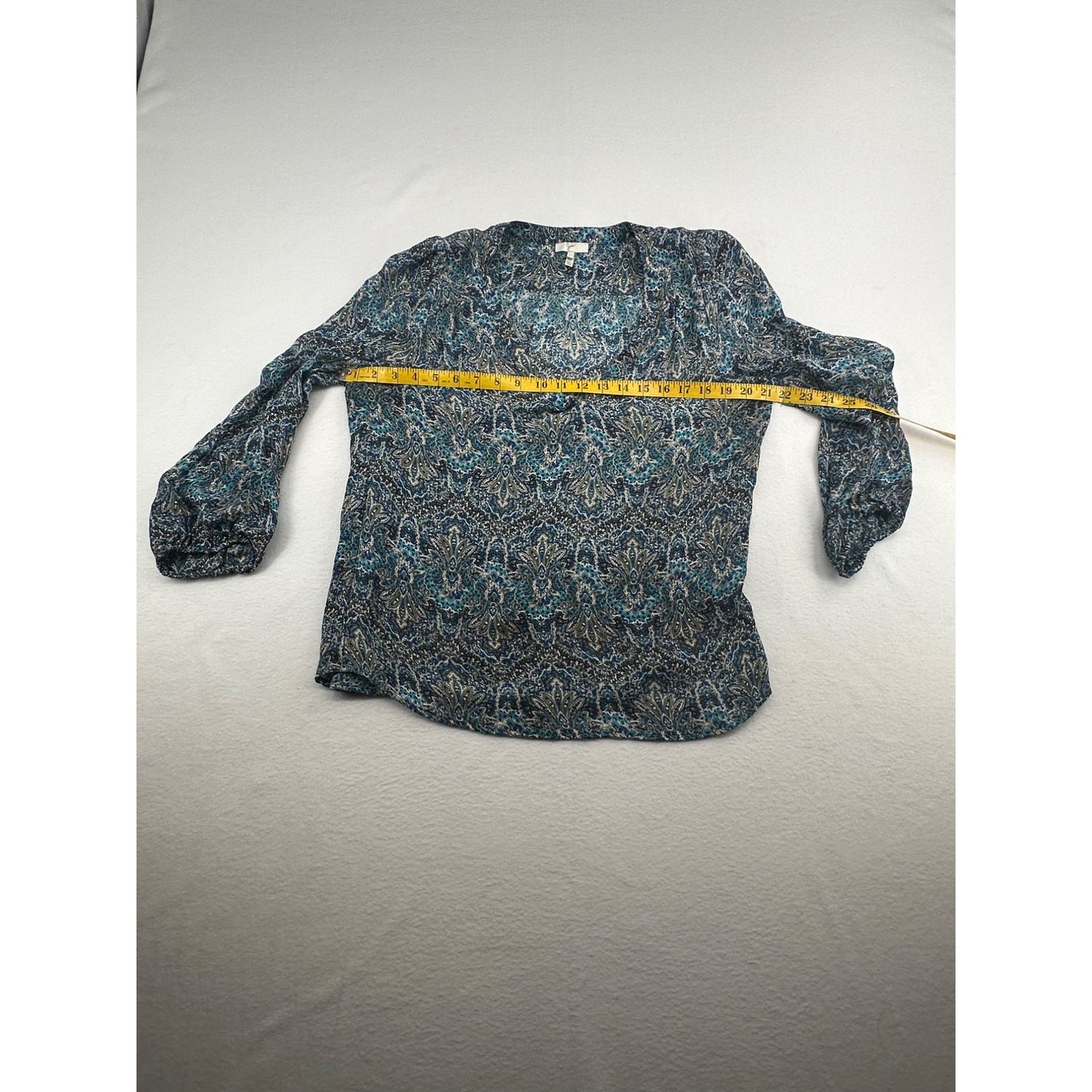 Joie Blue Paisley Print Silk Blouse Size L #6314