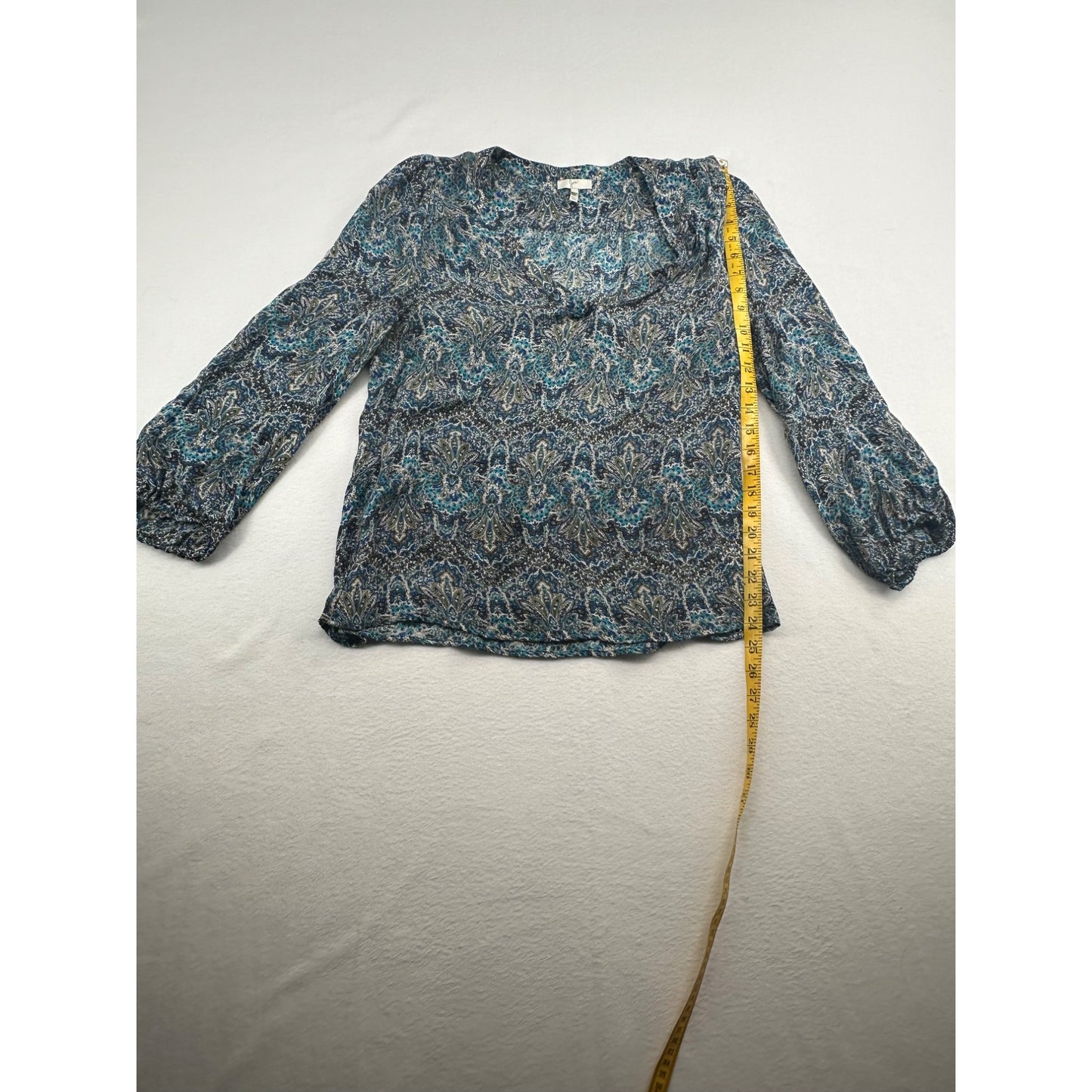 Joie Blue Paisley Print Silk Blouse Size L #6314