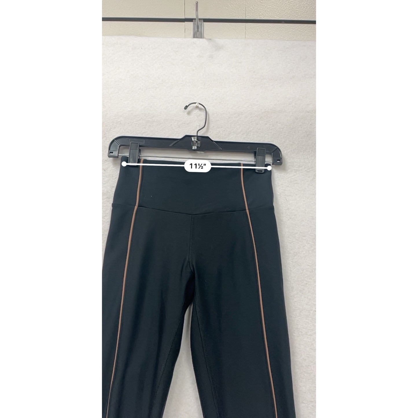 Womens Black High-Waisted Leggings With Peach Side Piping S YPB #6615