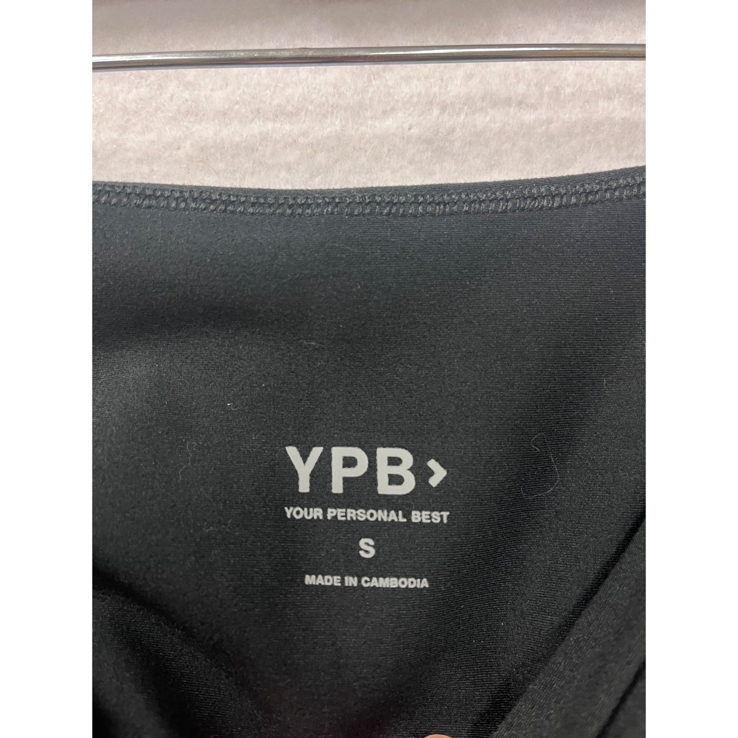 Womens Black High-Waisted Leggings With Peach Side Piping S YPB #6615