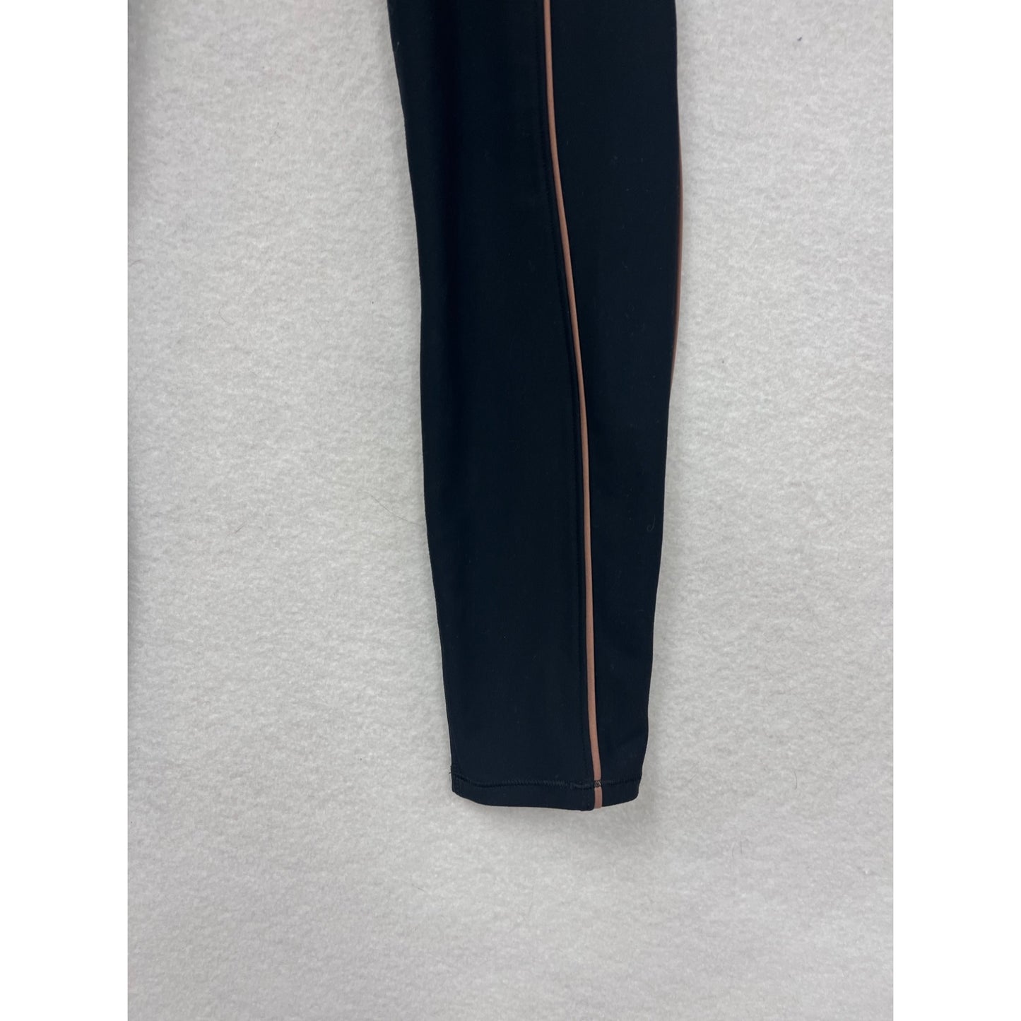 Womens Black High-Waisted Leggings With Peach Side Piping S YPB #6615