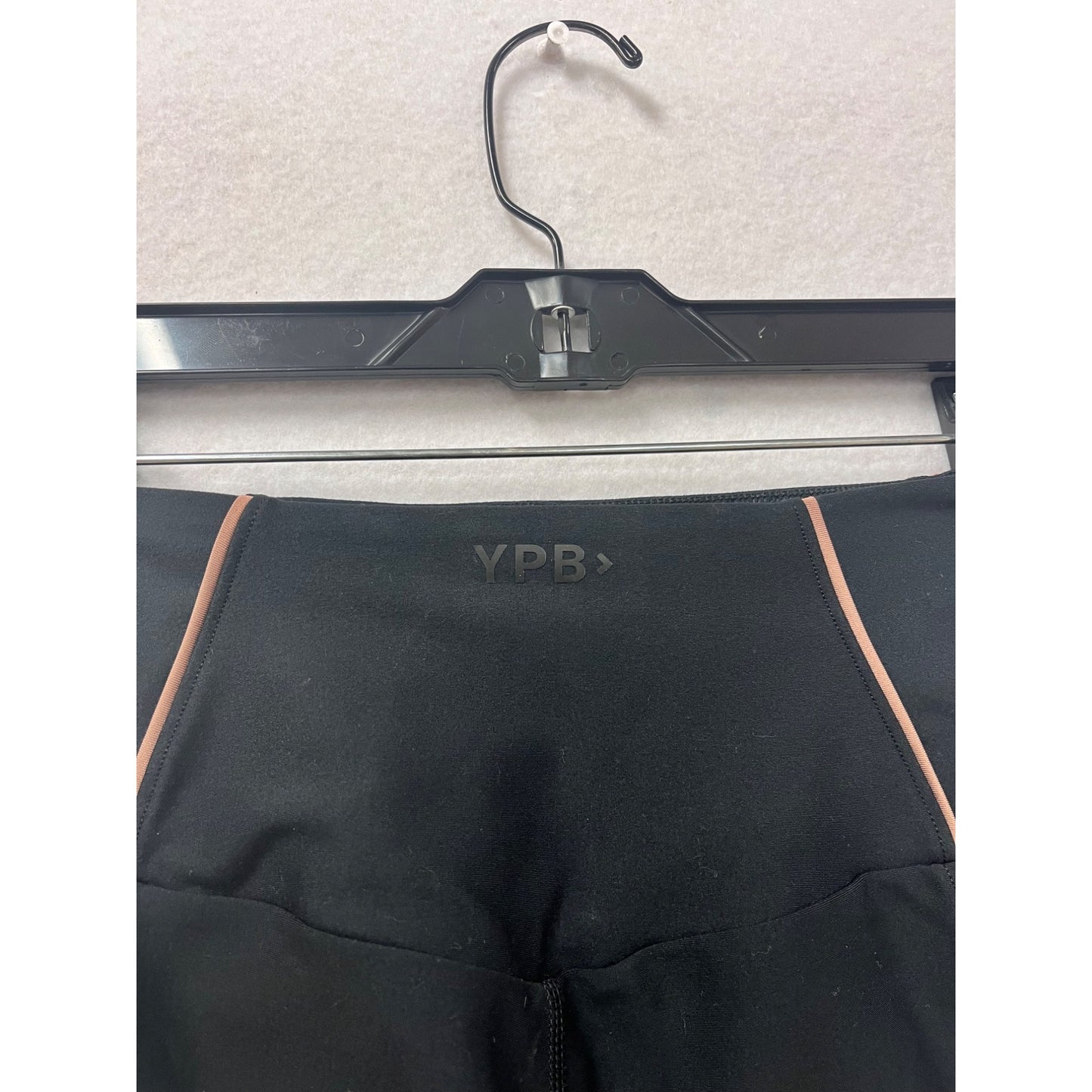 Womens Black High-Waisted Leggings With Peach Side Piping S YPB #6615