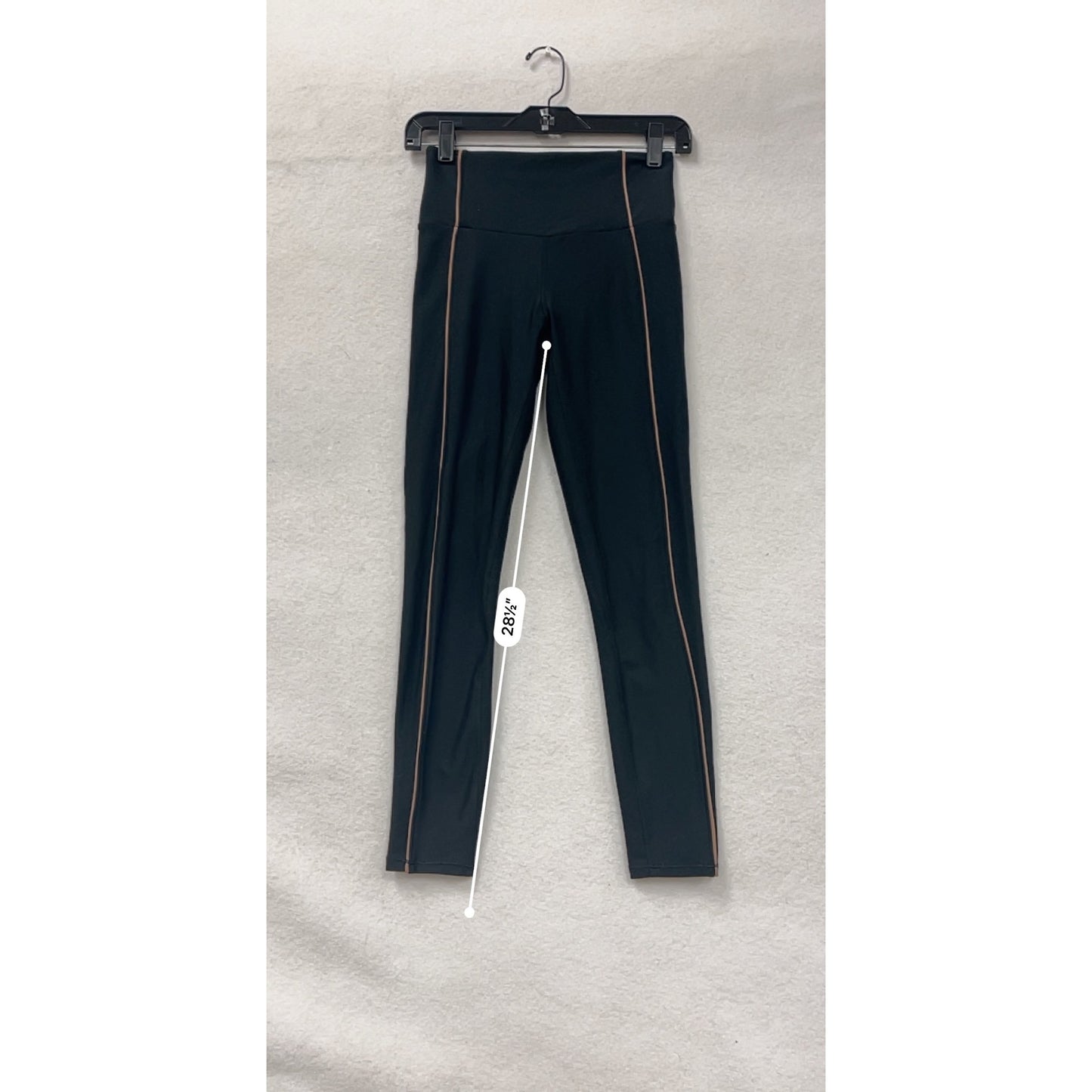 Womens Black High-Waisted Leggings With Peach Side Piping S YPB #6615