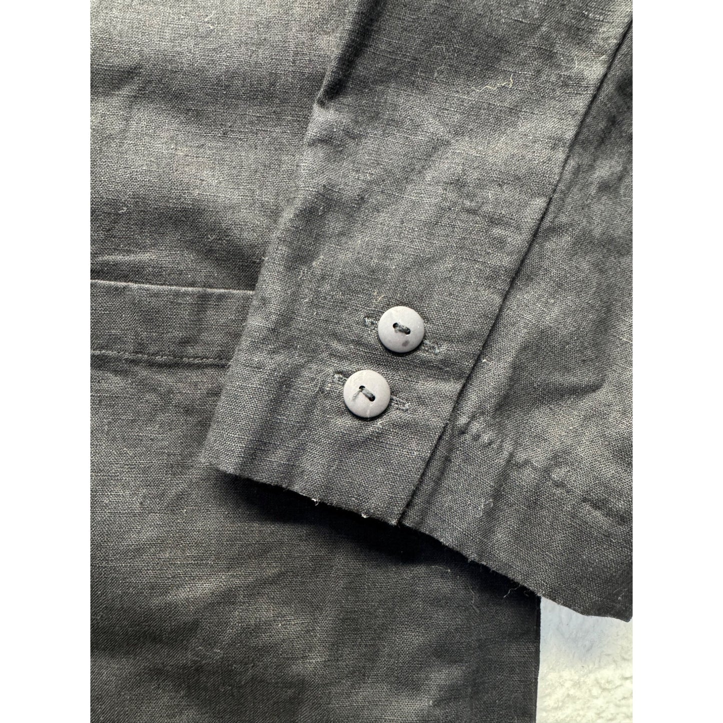 Colorworks & Co. Black Blazer L Linen Blend Two-Button #9076