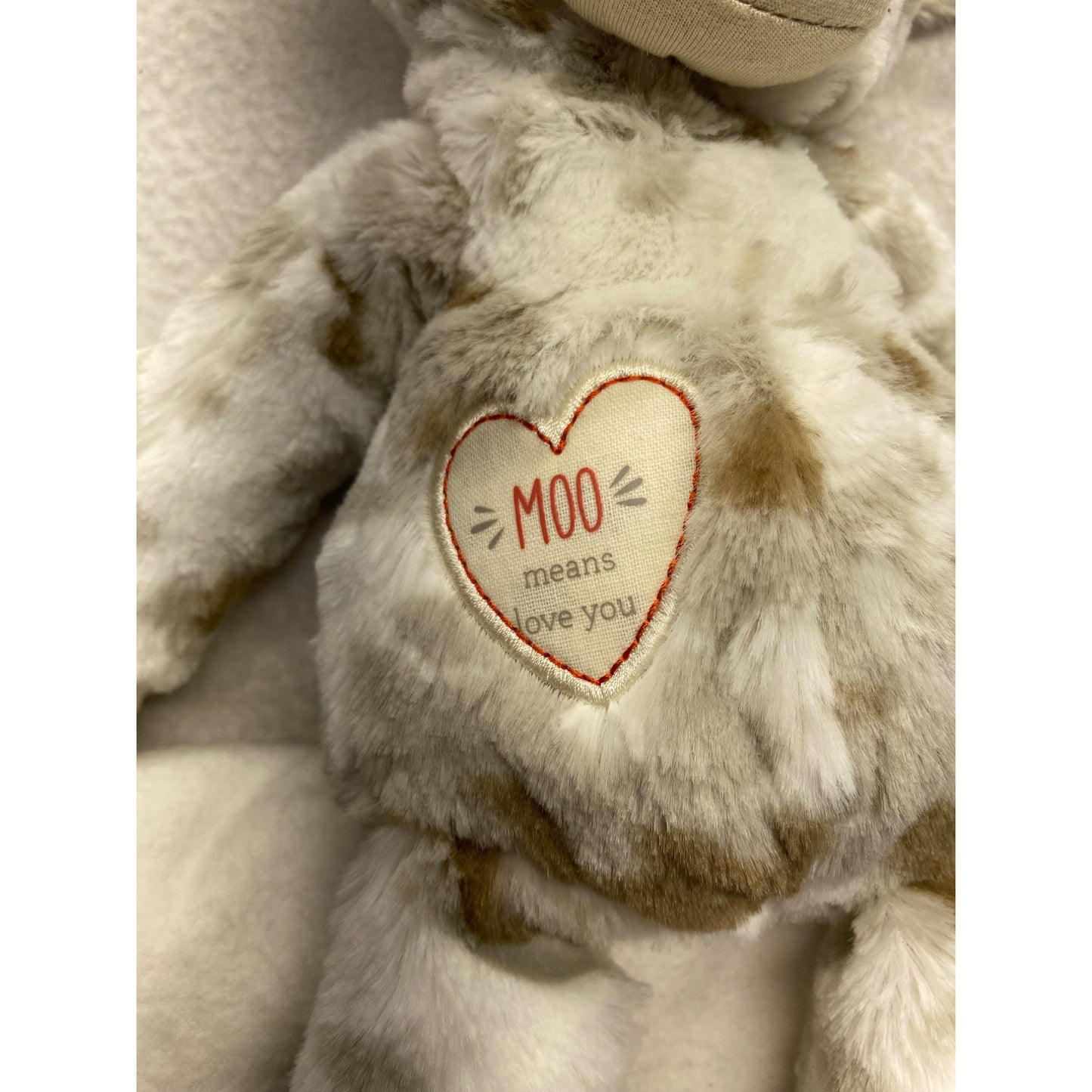 Cute Plush Cow Stuffed Animal With Heart "Moo Means Love You" Message #7376