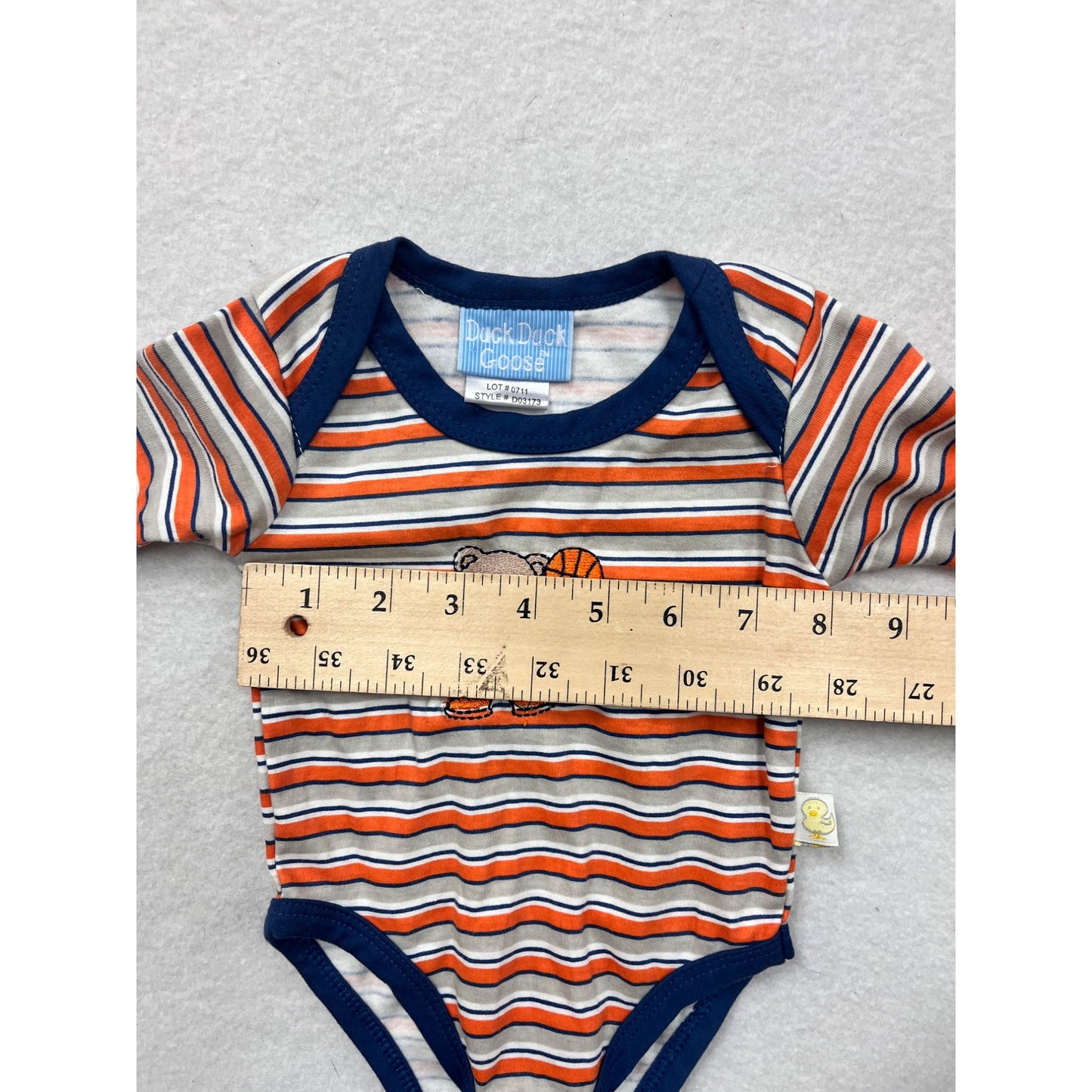 Baby Boy Striped Long Sleeve Bodysuit W/ Basketball Bear Embroidery 0-3M #6462