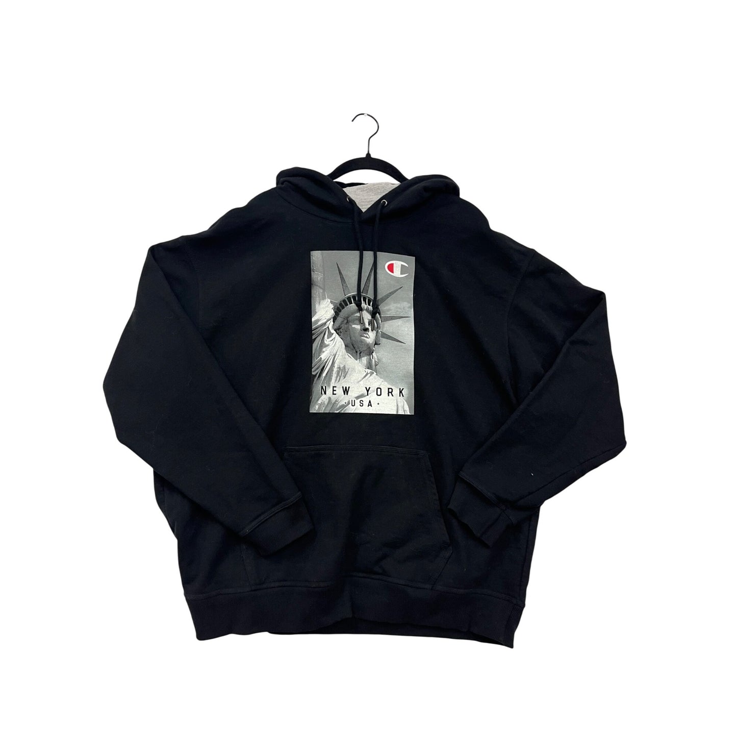 Champion Mens 2XL Black Hoodie With New York Statue Of Liberty Graphic #80A