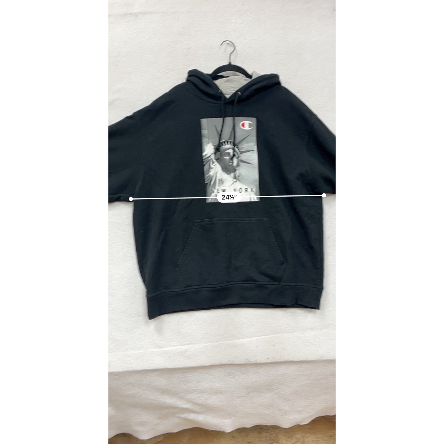 Champion Mens 2XL Black Hoodie With New York Statue Of Liberty Graphic #80A