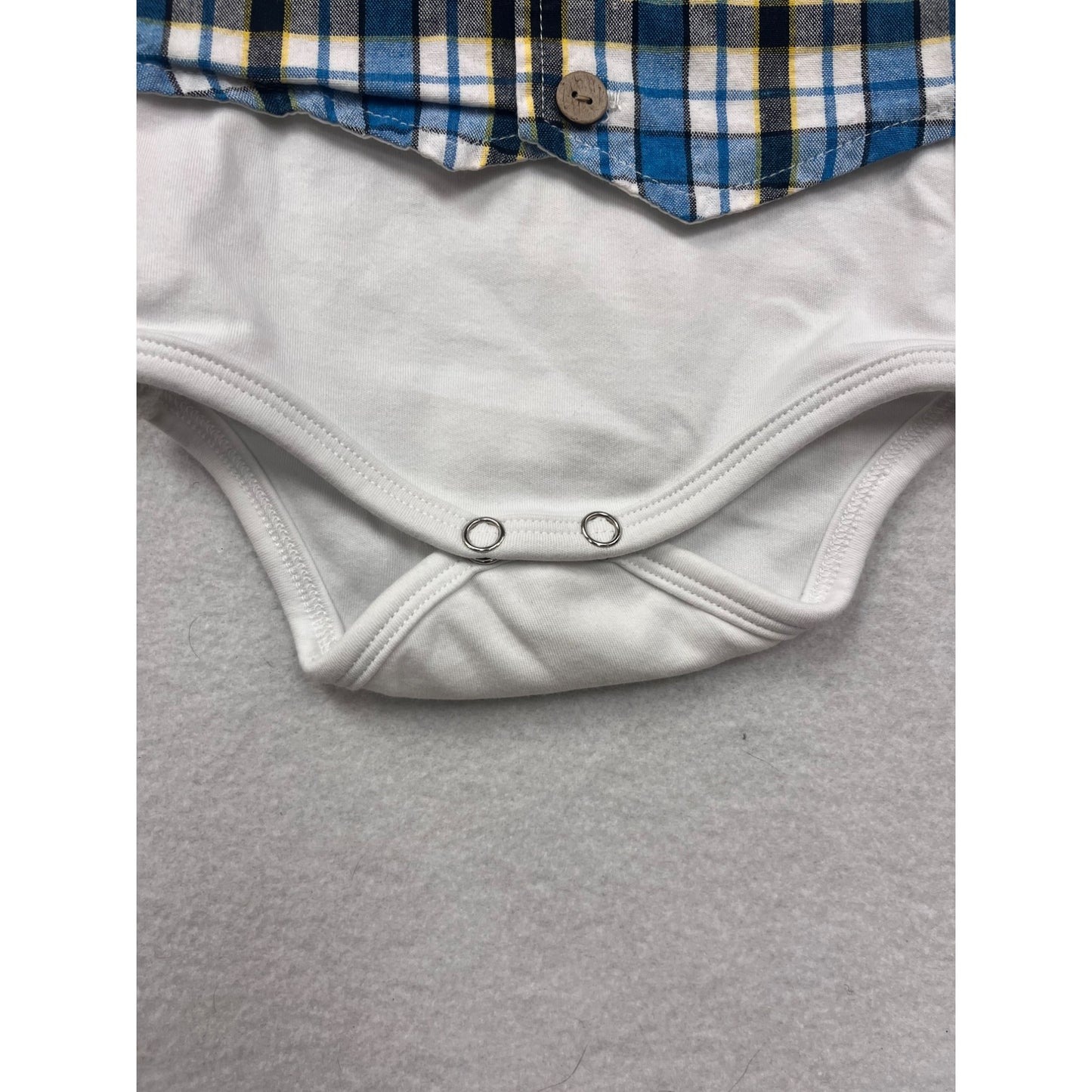 Baby Boys Cachcach Plaid Vest & Bow Tie Short Sleeve One Piece #6277