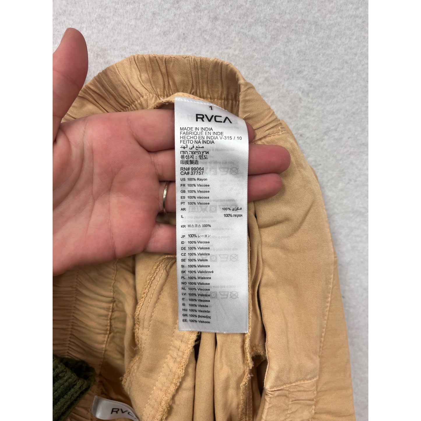 Rvca Womens Tan Elastic Waist SweatPants With Pockets #6621