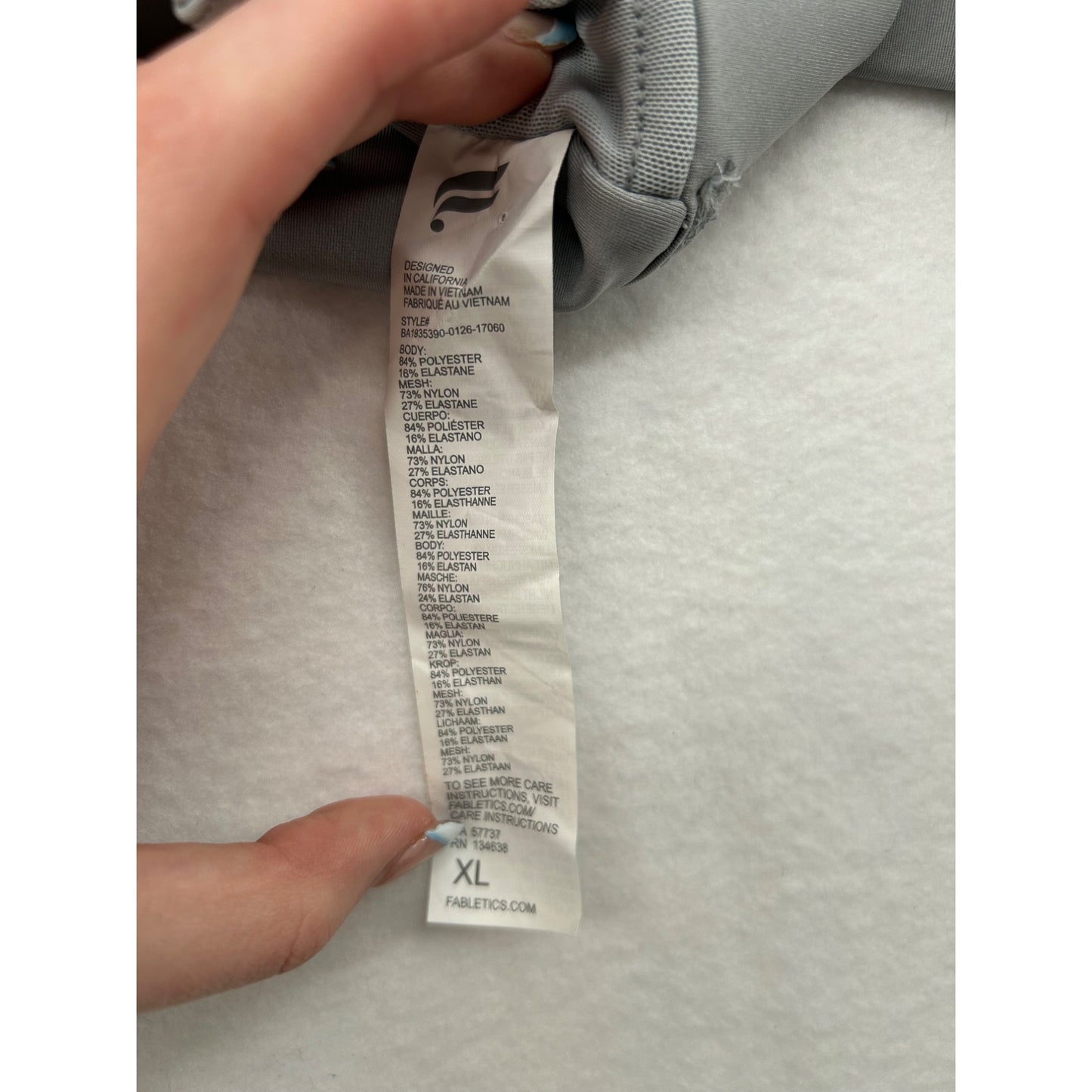 Fabletics Womens Grey Sports Bra With Adjustable Straps & Back Closure XL #6430