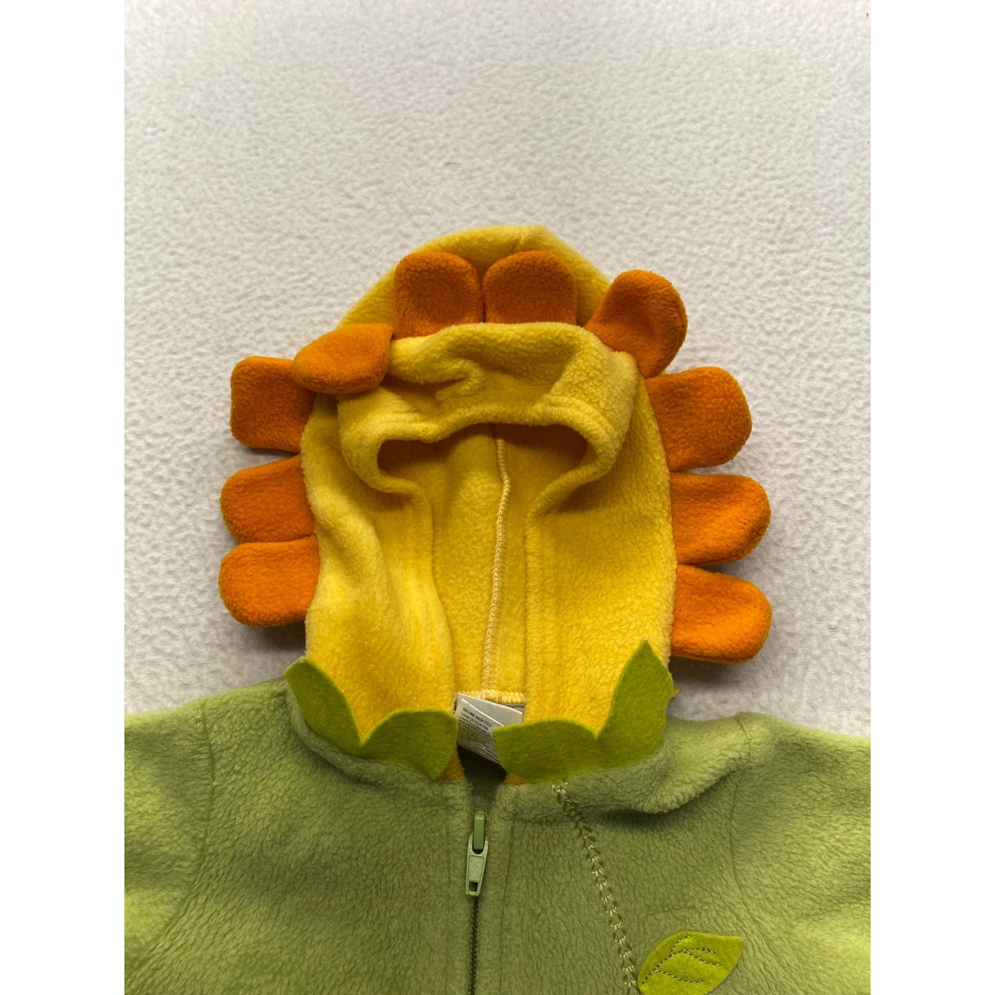 Little Me Baby Fleece Green Sunflower Costume Coverall With Hood 9 Months #7061