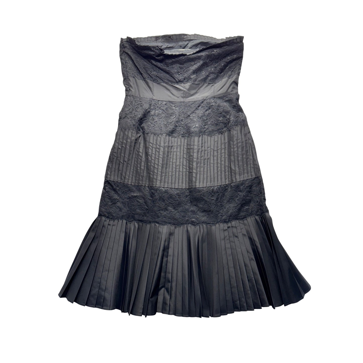Banana Republic Strapless silk Black Pleated Lace Cocktail Dress Size 10 #286B