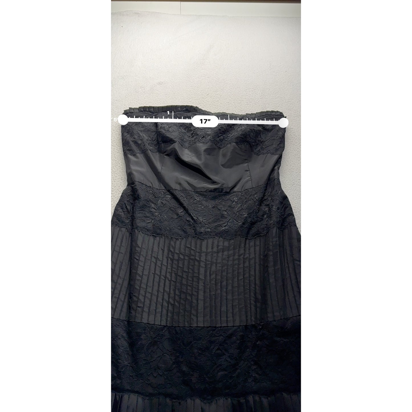 Banana Republic Strapless silk Black Pleated Lace Cocktail Dress Size 10 #286B