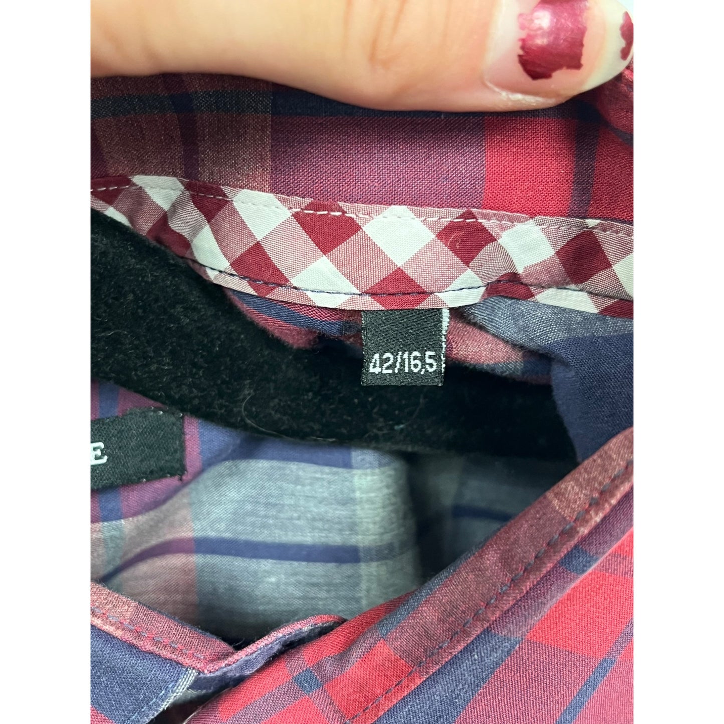 Hammer Made Mens Large 100% Cotton Red & Blue Plaid Long Sleeve Button-Down Shirt #6352