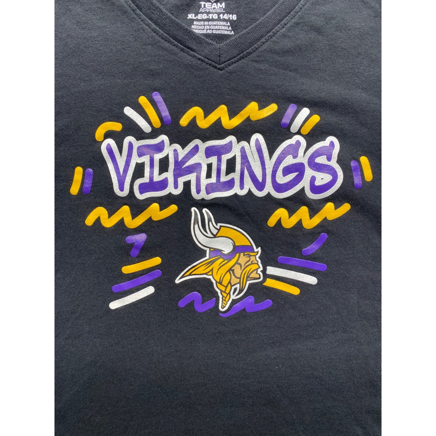 Kid Minnesota Vikings Black Graphic T-Shirt #7221