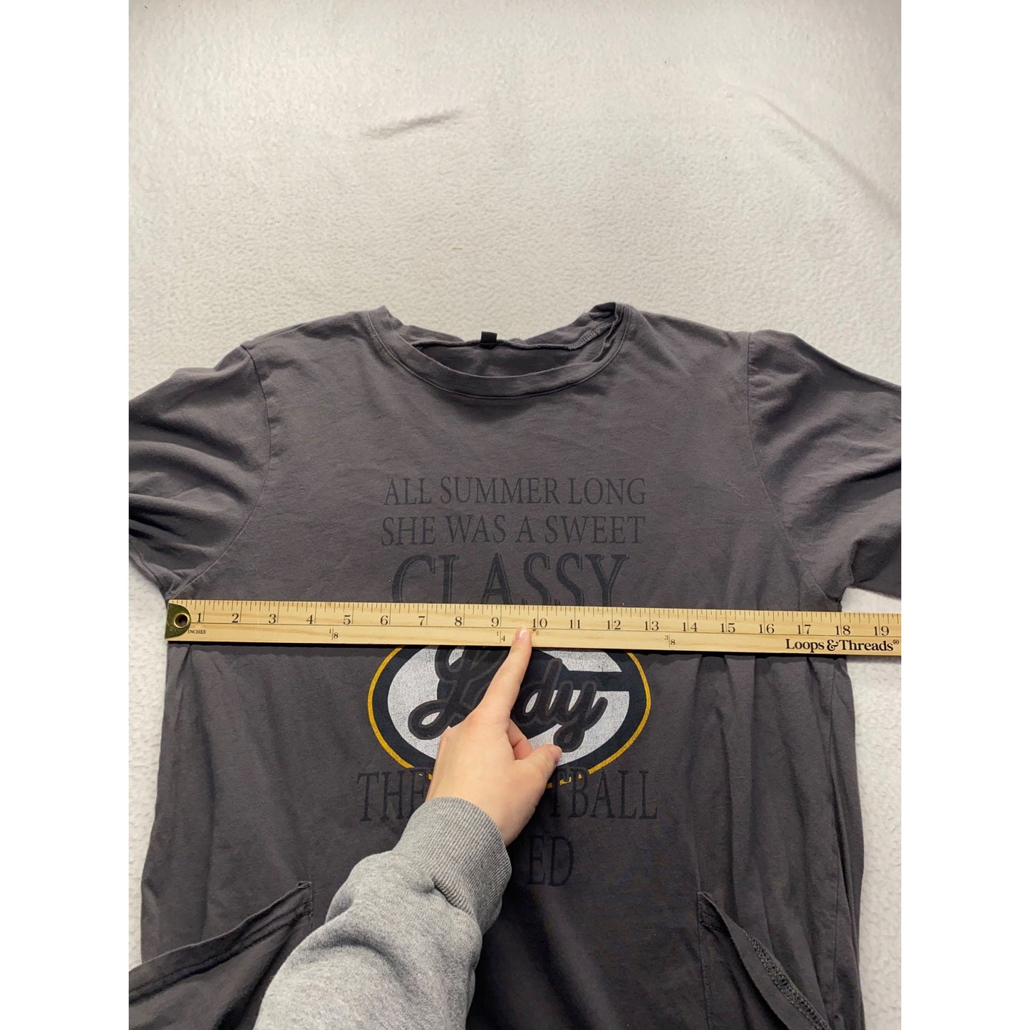 Packers Football Graphic Long Sleeve Gray Tunic Dress With Pockets #7239
