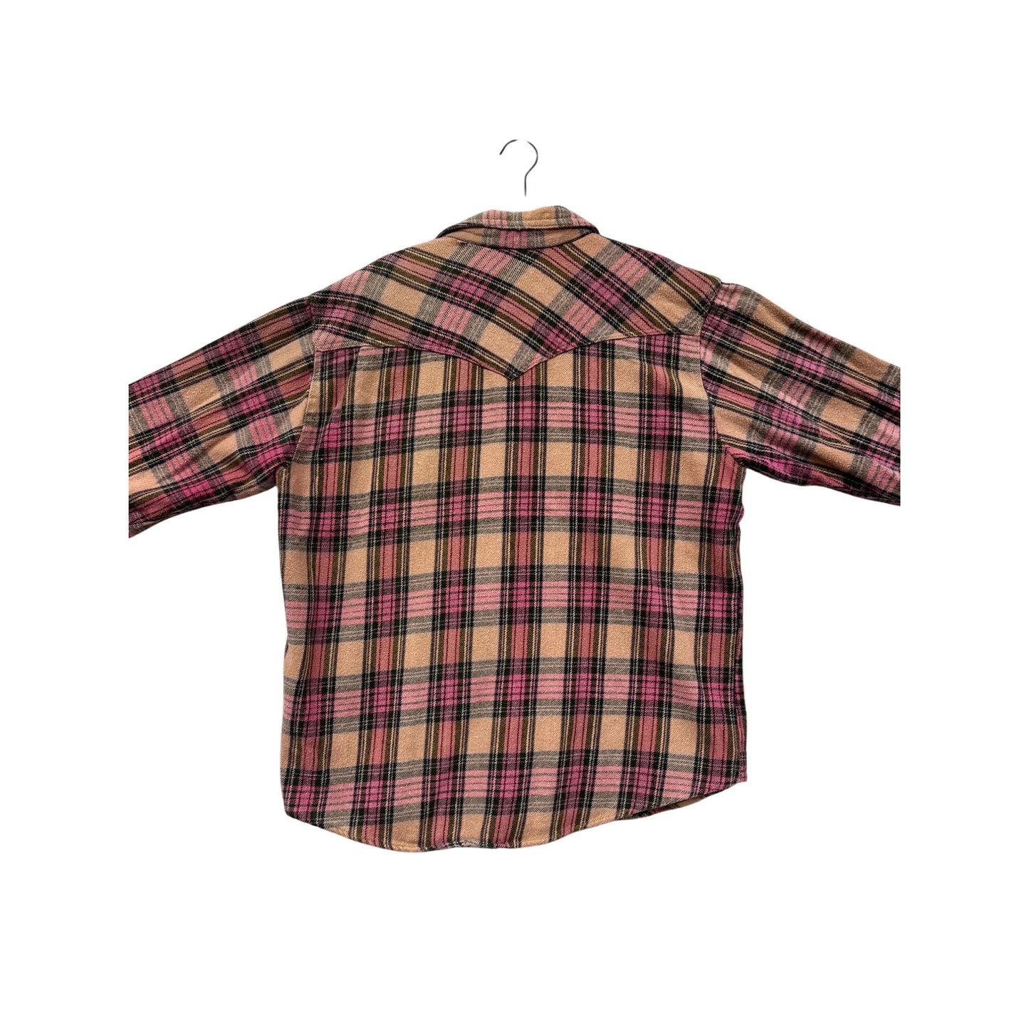 Vintage Winter Run Womens XL Plaid Button-Up Flannel Shirt Pink/Beige #8967