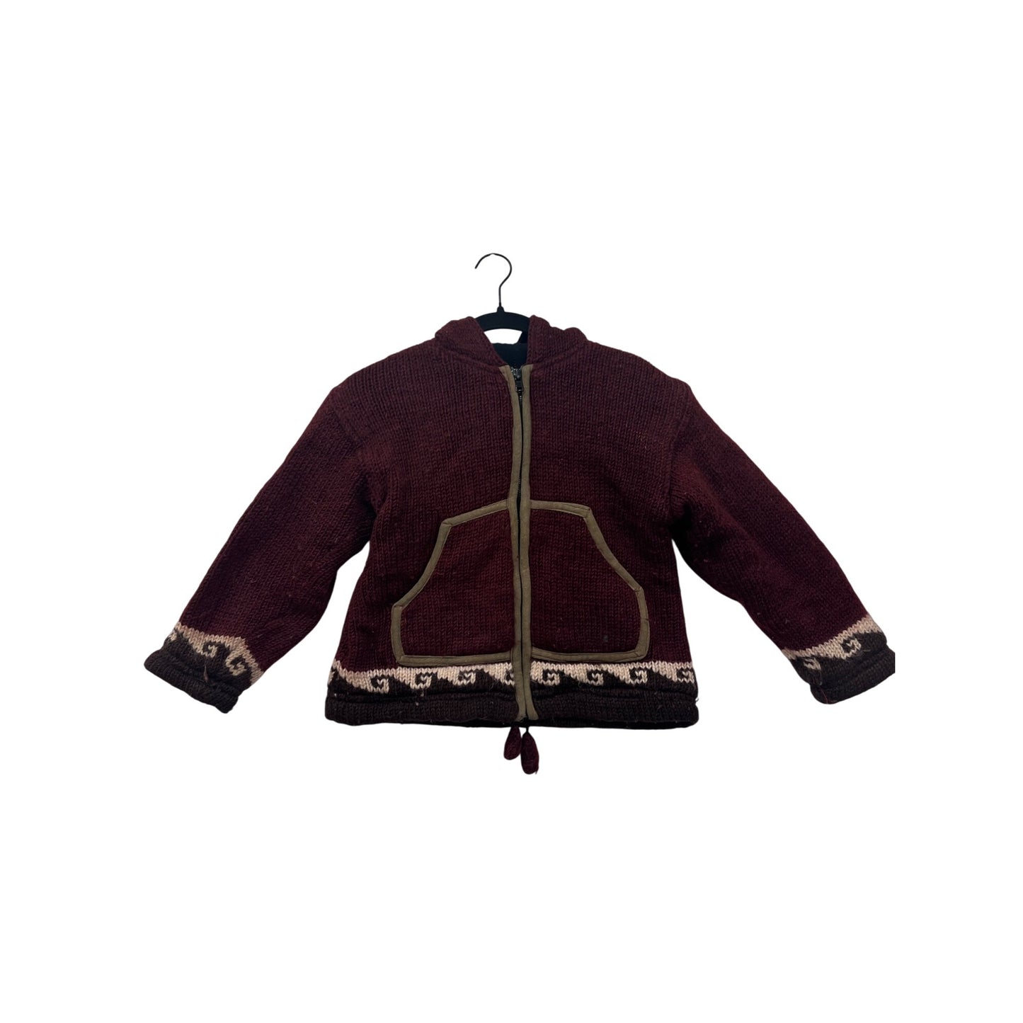 Kids XL Hooded Knitted Jacket With Bear Ears & Zip Closure #8169