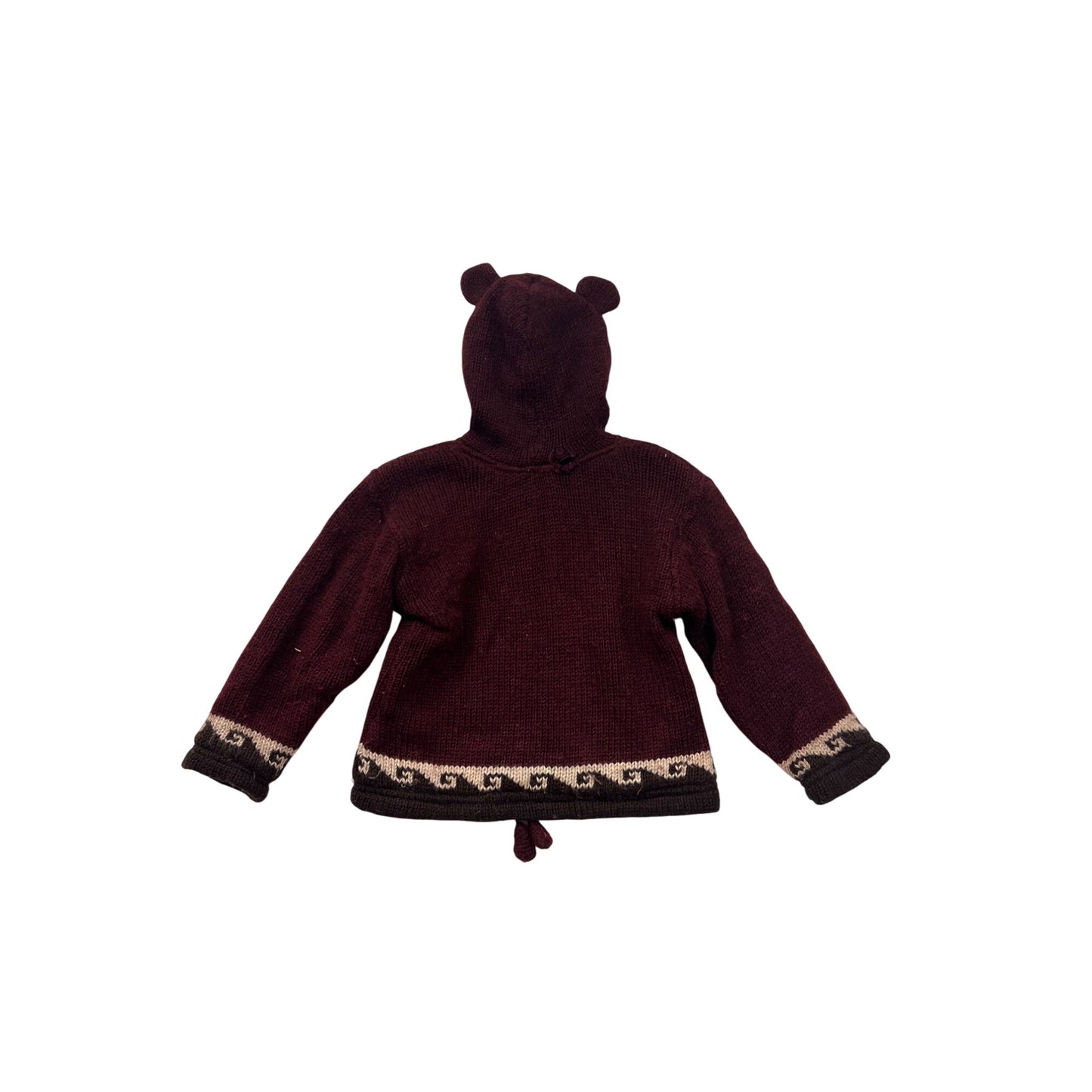 Kids XL Hooded Knitted Jacket With Bear Ears & Zip Closure #8169