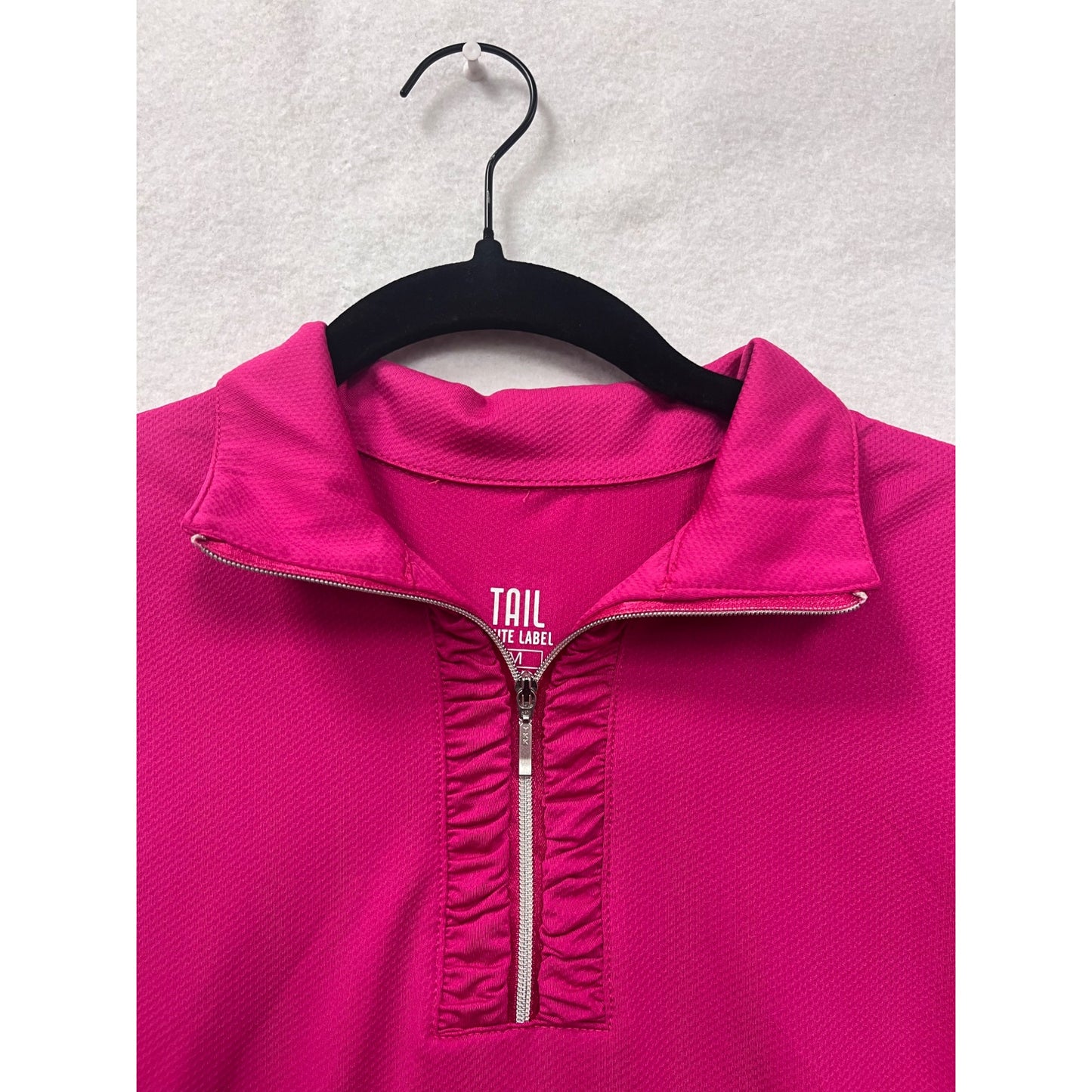 Tail Womens Medium Hot Pink Half-Zip Golf Polo Shirt Lightweight Stretch Fabric #6788