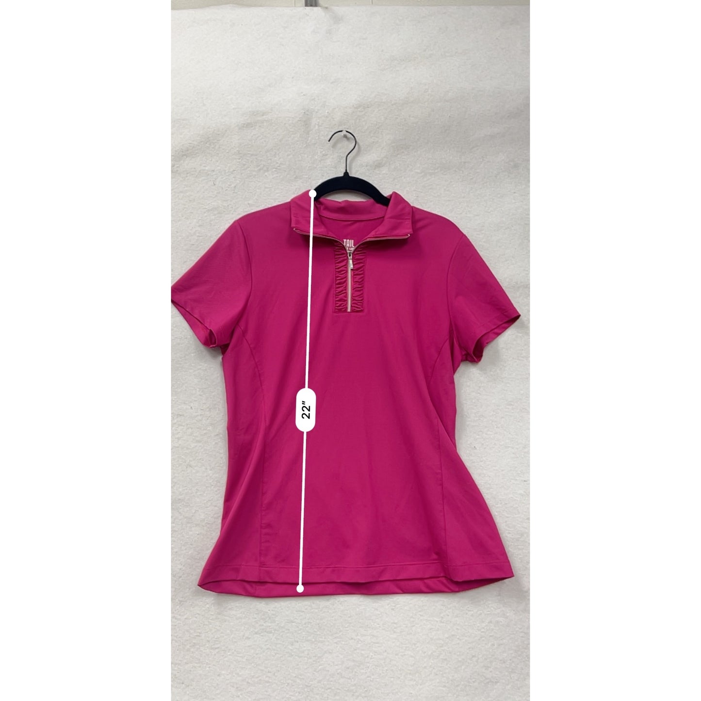 Tail Womens Medium Hot Pink Half-Zip Golf Polo Shirt Lightweight Stretch Fabric #6788