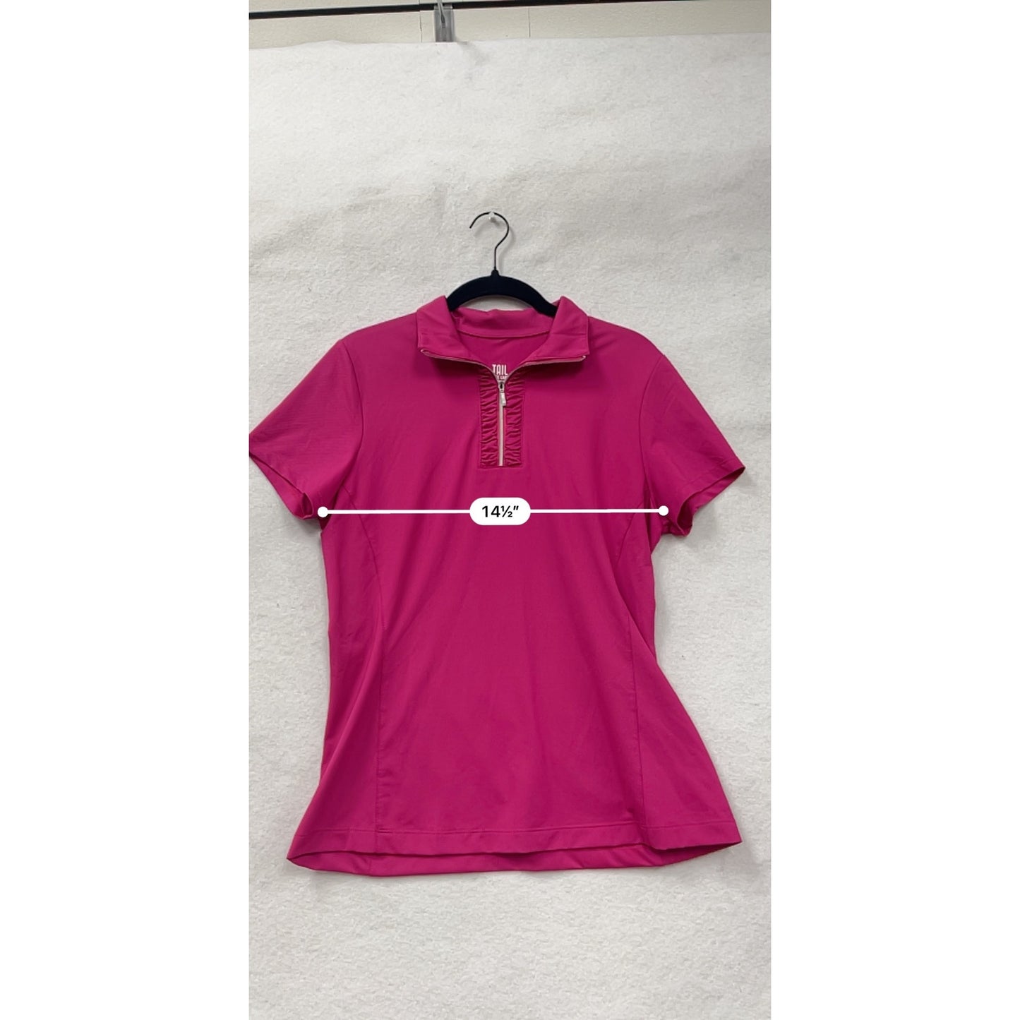 Tail Womens Medium Hot Pink Half-Zip Golf Polo Shirt Lightweight Stretch Fabric #6788