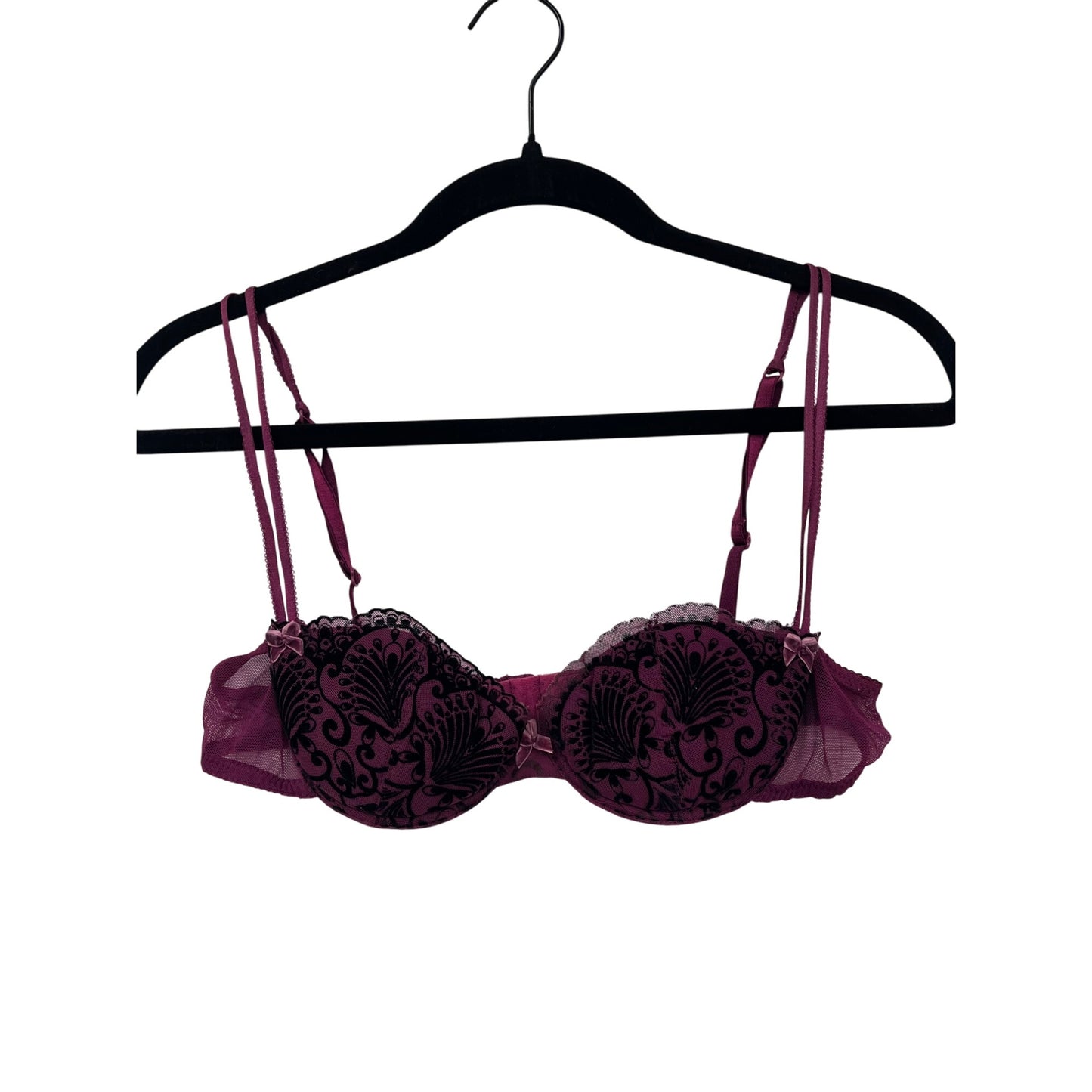Women’s Vintage Betsey Johnson Pink & Black Lace Underwire Bra #6045