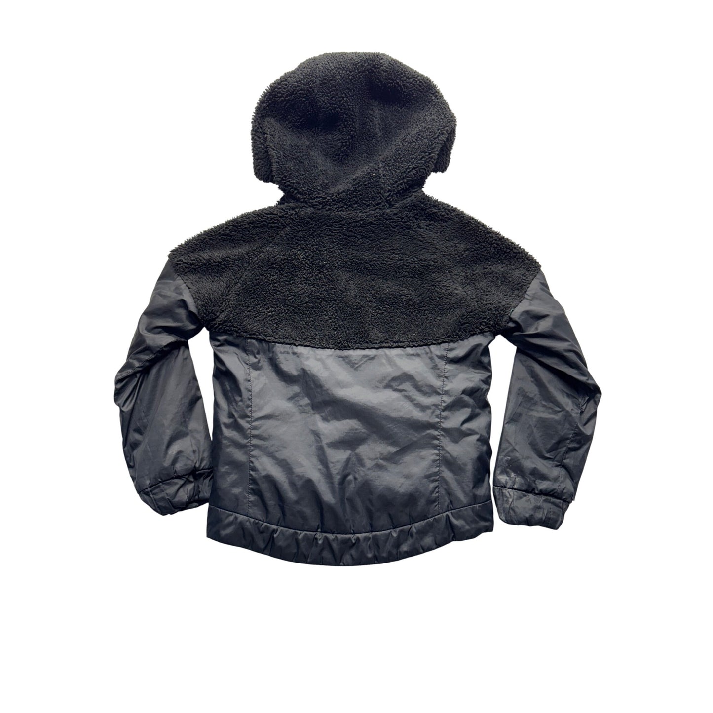 Nike Girls Black Fleece & Nylon Hooded Jacket With Pink Logo #7804