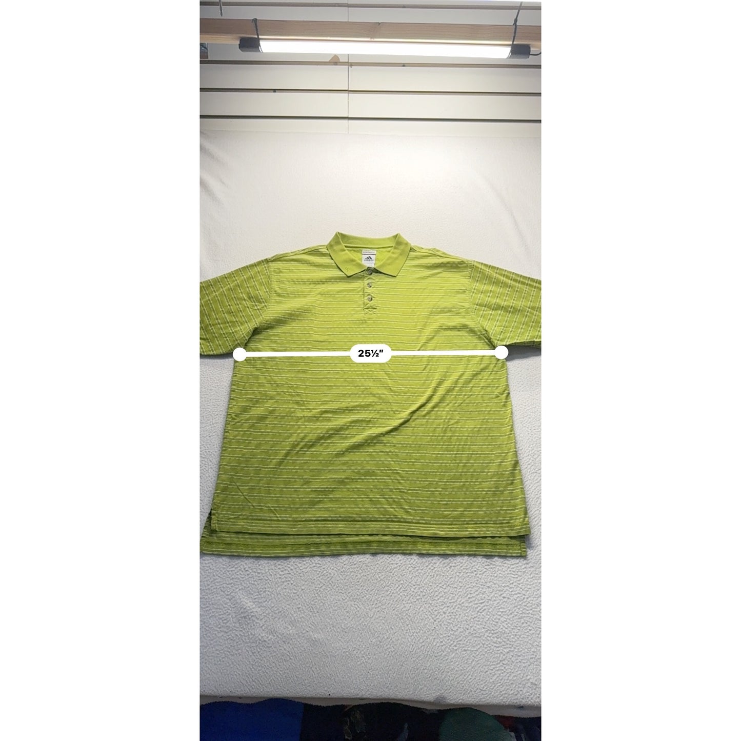 Vintage Adidas 2XL Green Striped Golf Polo Shirt #7872