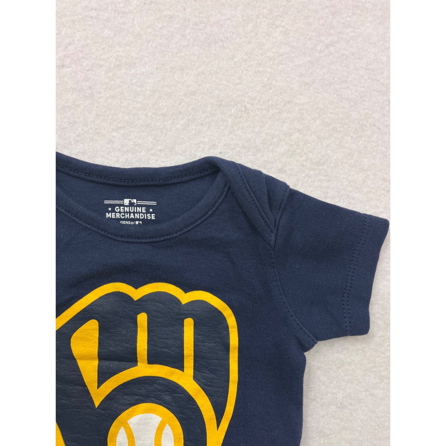 Milwaukee Brewers Baby Bodysuit Navy 0/3M Genuine Merchandise #6461