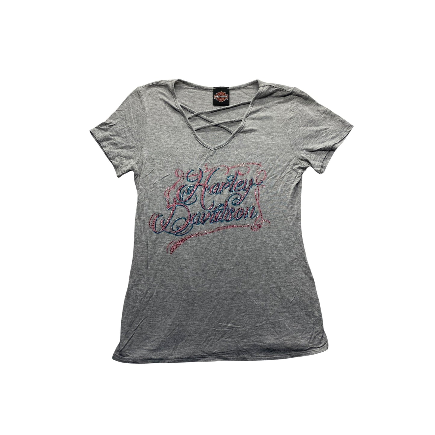 Harley-Davidson Womens Gray Graphic w/ gems #5903