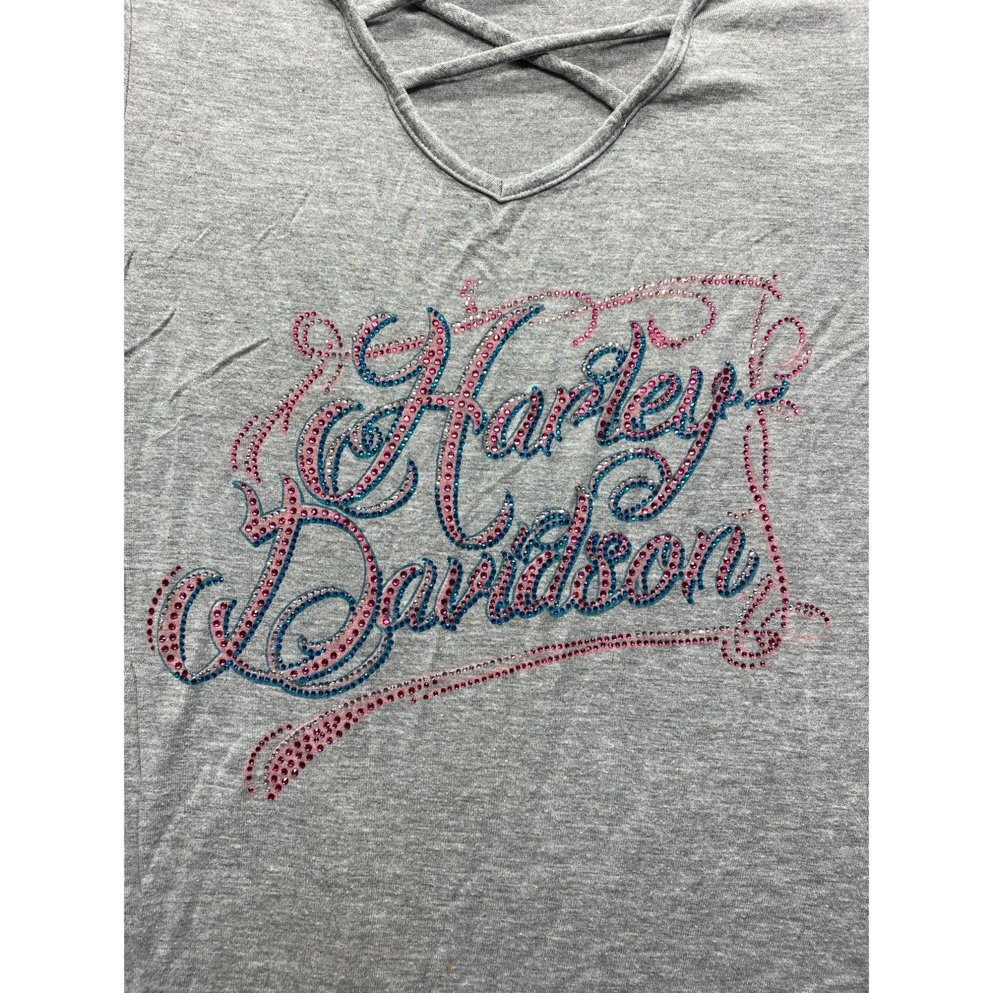 Harley-Davidson Womens Gray Graphic w/ gems #5903