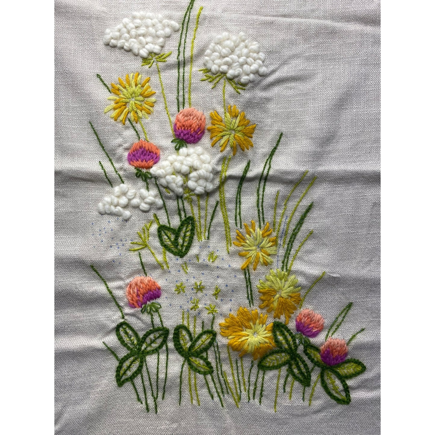 Vintage Erica Wilson Embroidered Floral pattern Wall Hanging #5848
