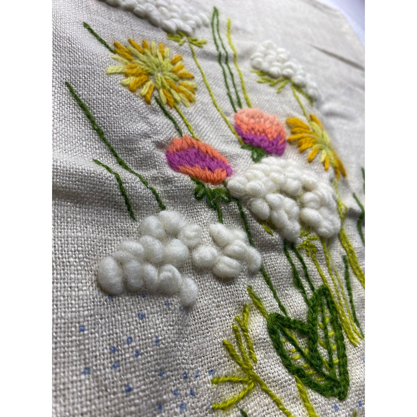 Vintage Erica Wilson Embroidered Floral pattern Wall Hanging #5848
