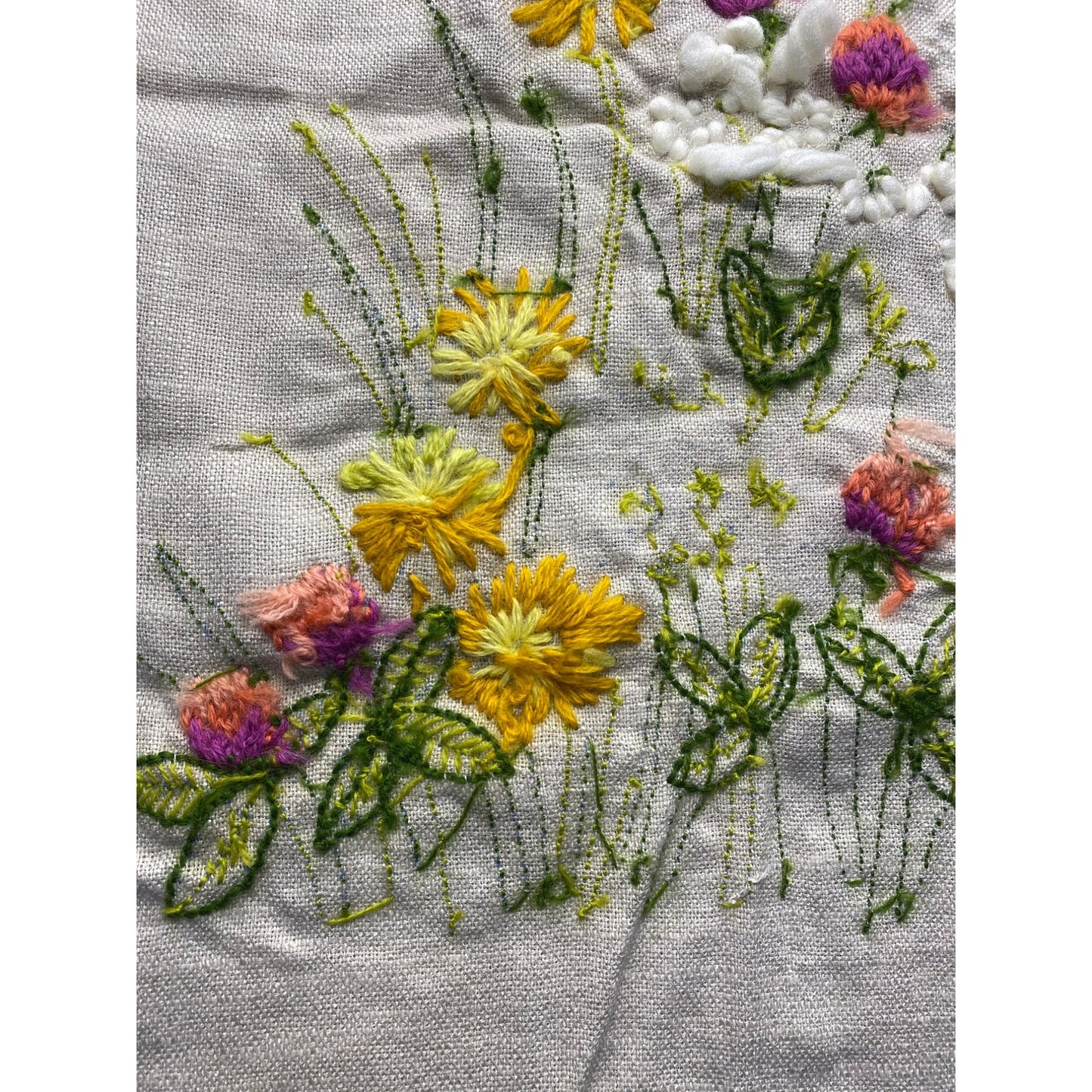 Vintage Erica Wilson Embroidered Floral pattern Wall Hanging #5848