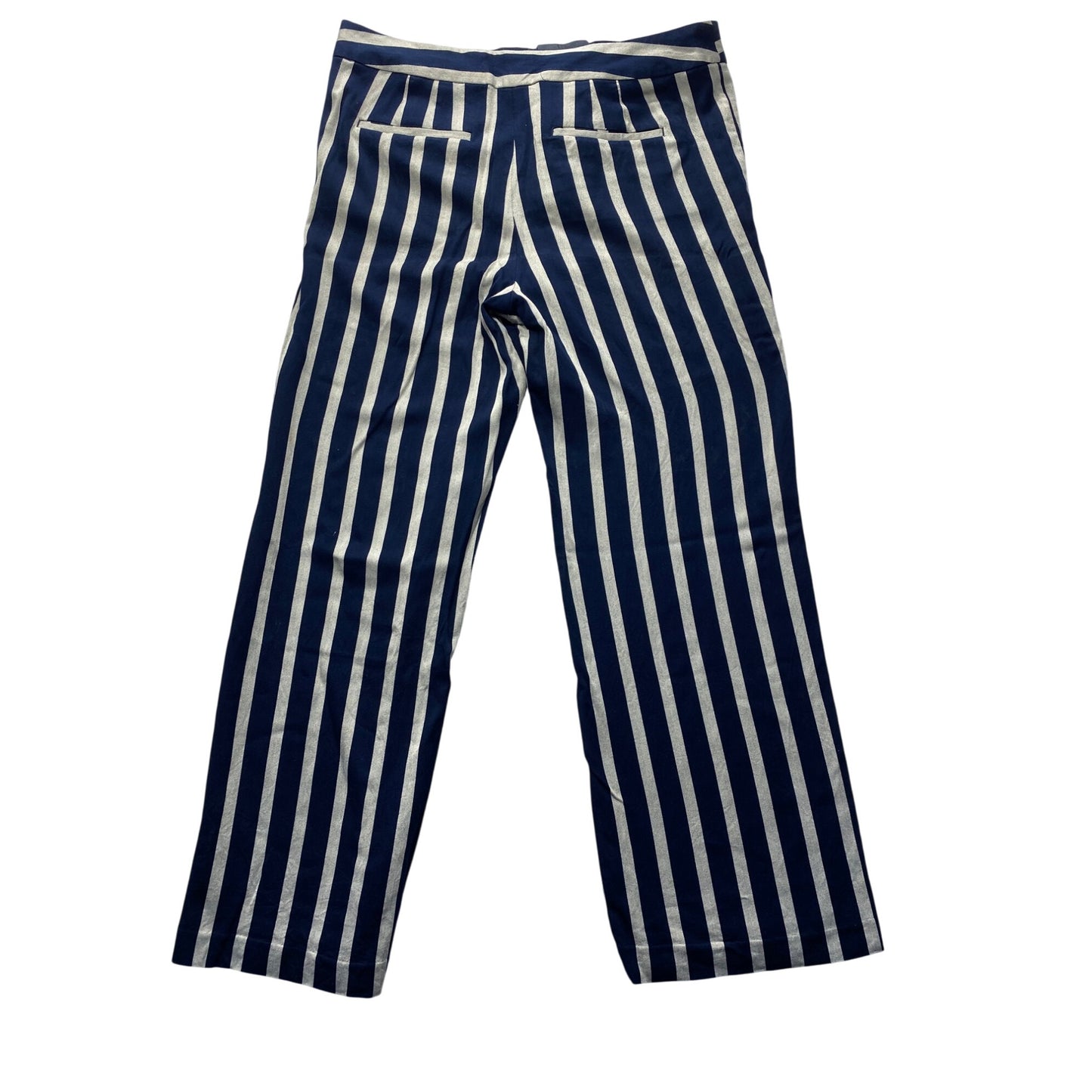 Ann Taylor Factory Womens Striped Navy & White Wide-Leg Pants Size 12 #7044