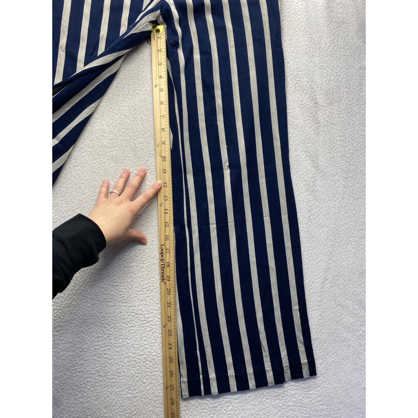 Ann Taylor Factory Womens Striped Navy & White Wide-Leg Pants Size 12 #7044