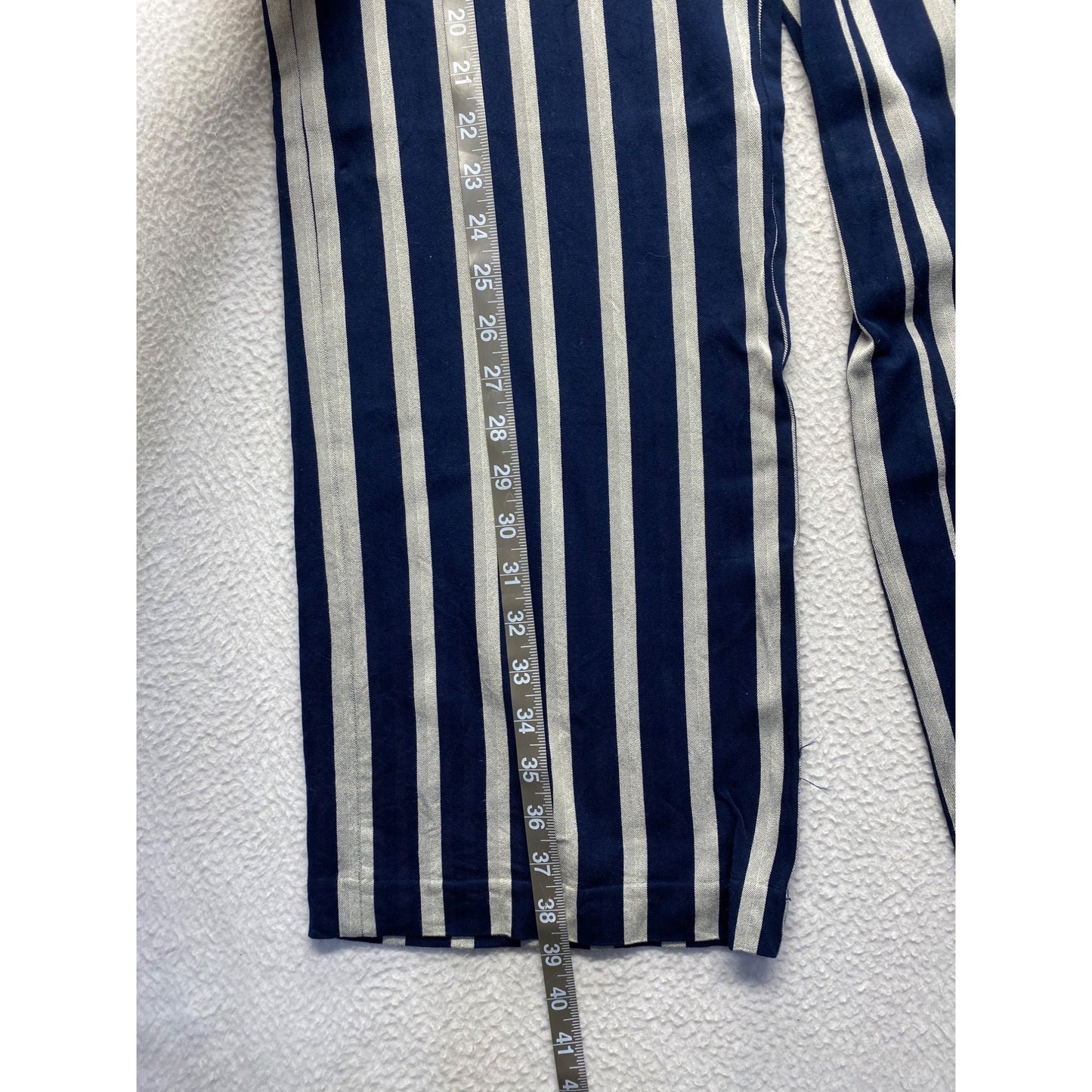 Ann Taylor Factory Womens Striped Navy & White Wide-Leg Pants Size 12 #7044
