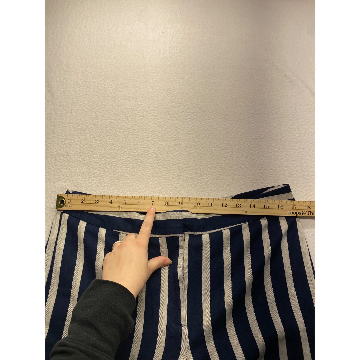 Ann Taylor Factory Womens Striped Navy & White Wide-Leg Pants Size 12 #7044