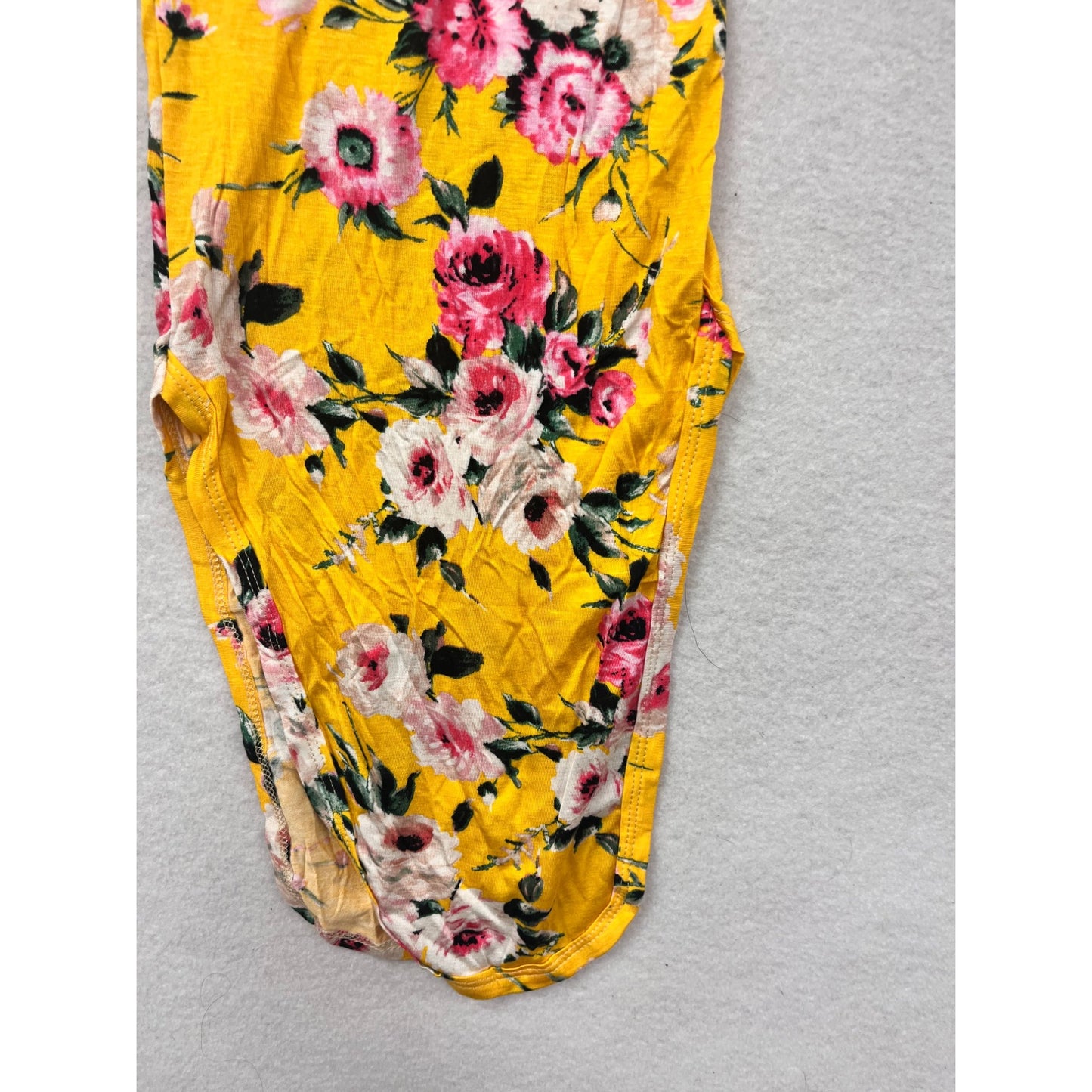 Yellow Floral Baby Gown 3/6M With Button Detail By Gigi & Max #6560