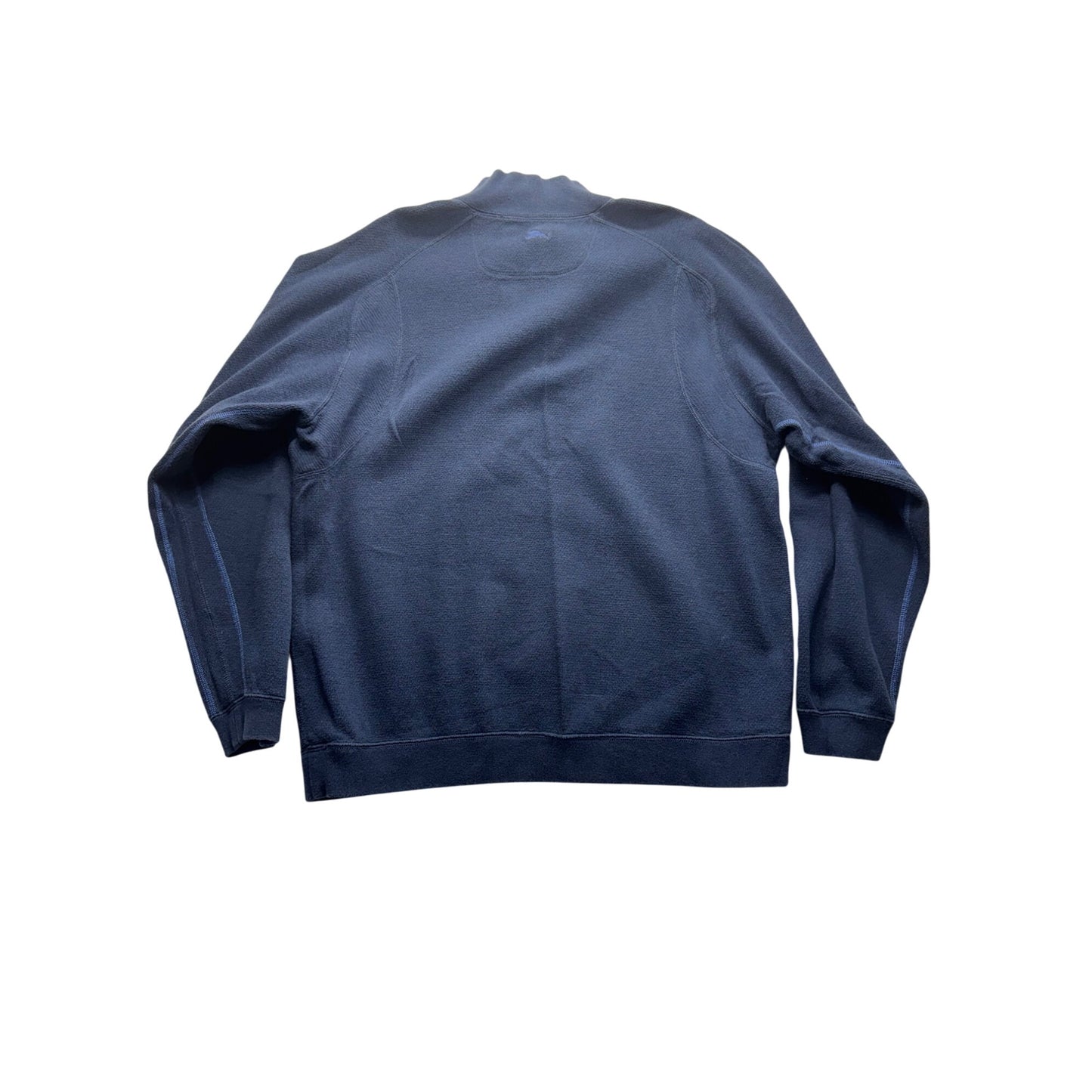 Tommy Bahama Mens Navy 1/4 Zip Pullover Sweater Size 2XL Cotton Blend #7878