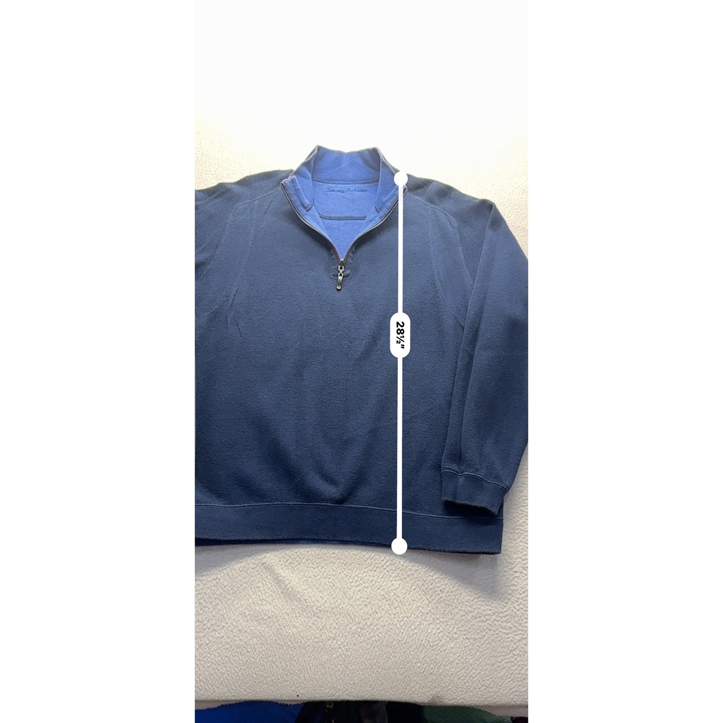 Tommy Bahama Mens Navy 1/4 Zip Pullover Sweater Size 2XL Cotton Blend #7878