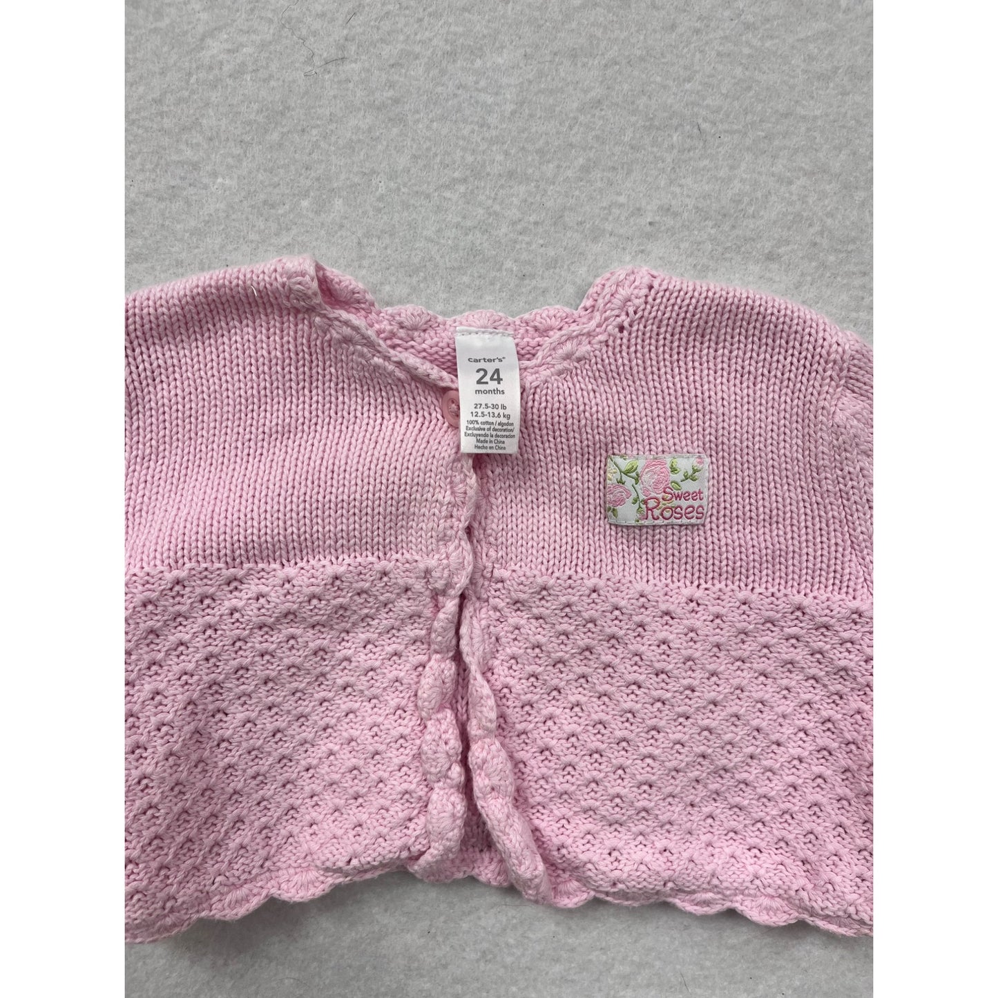 Carters 24month Baby Girl Pink Knitted Cardigan #6302
