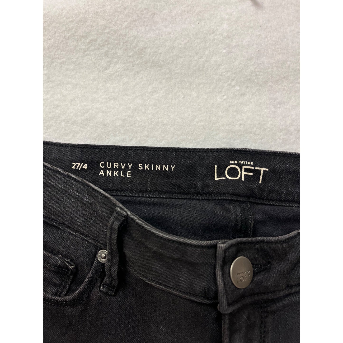Ann Taylor Loft Curvy Skinny Ankle Jeans Womens 27/4 Black Denim NWT #6750