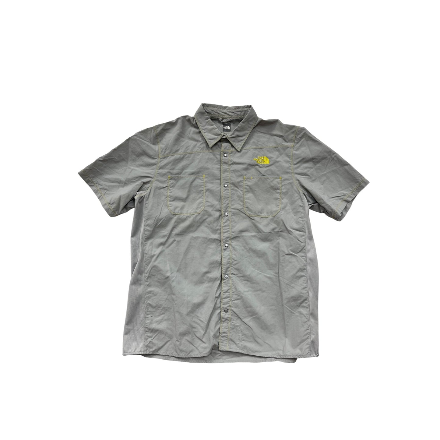The North Face Mens XL Light Gray Short Sleeve Button-Up Shirt #6612