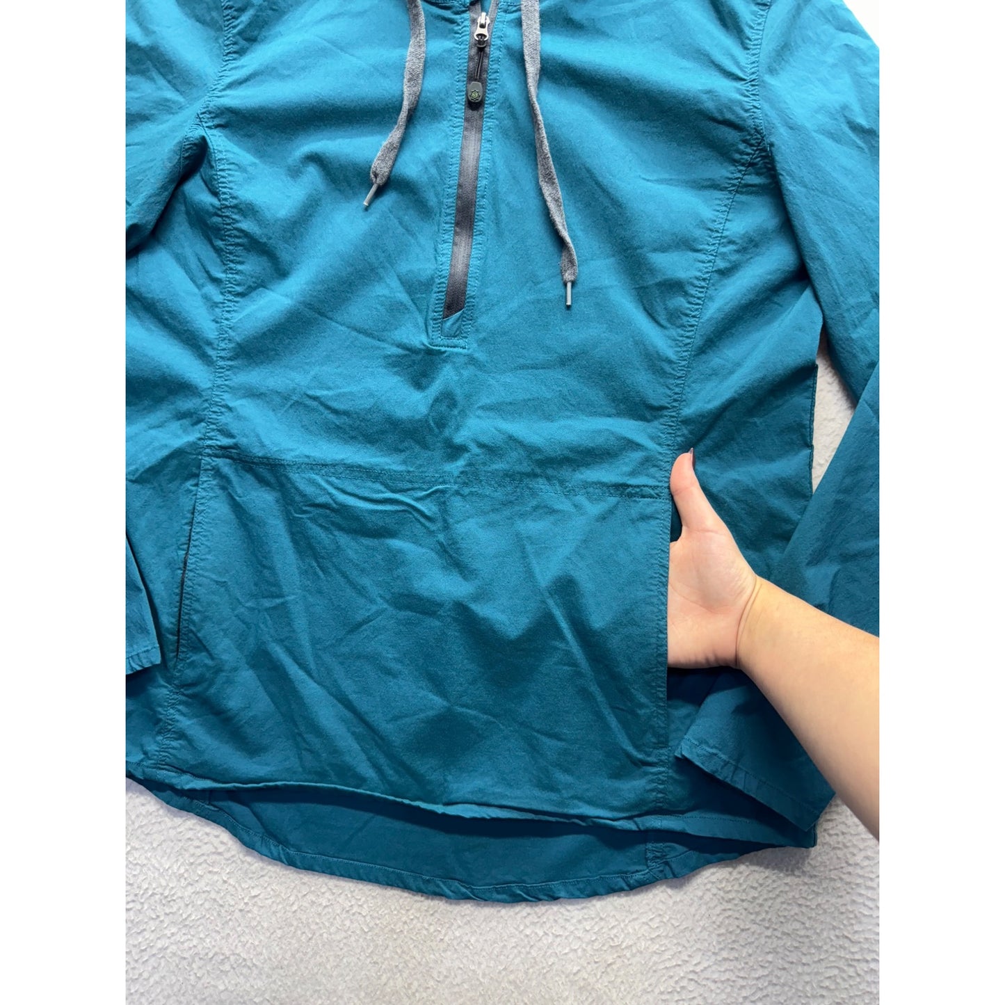 Sahalie Hooded Pullover Jacket L Blue Rayon/Nylon/Spandex #274B